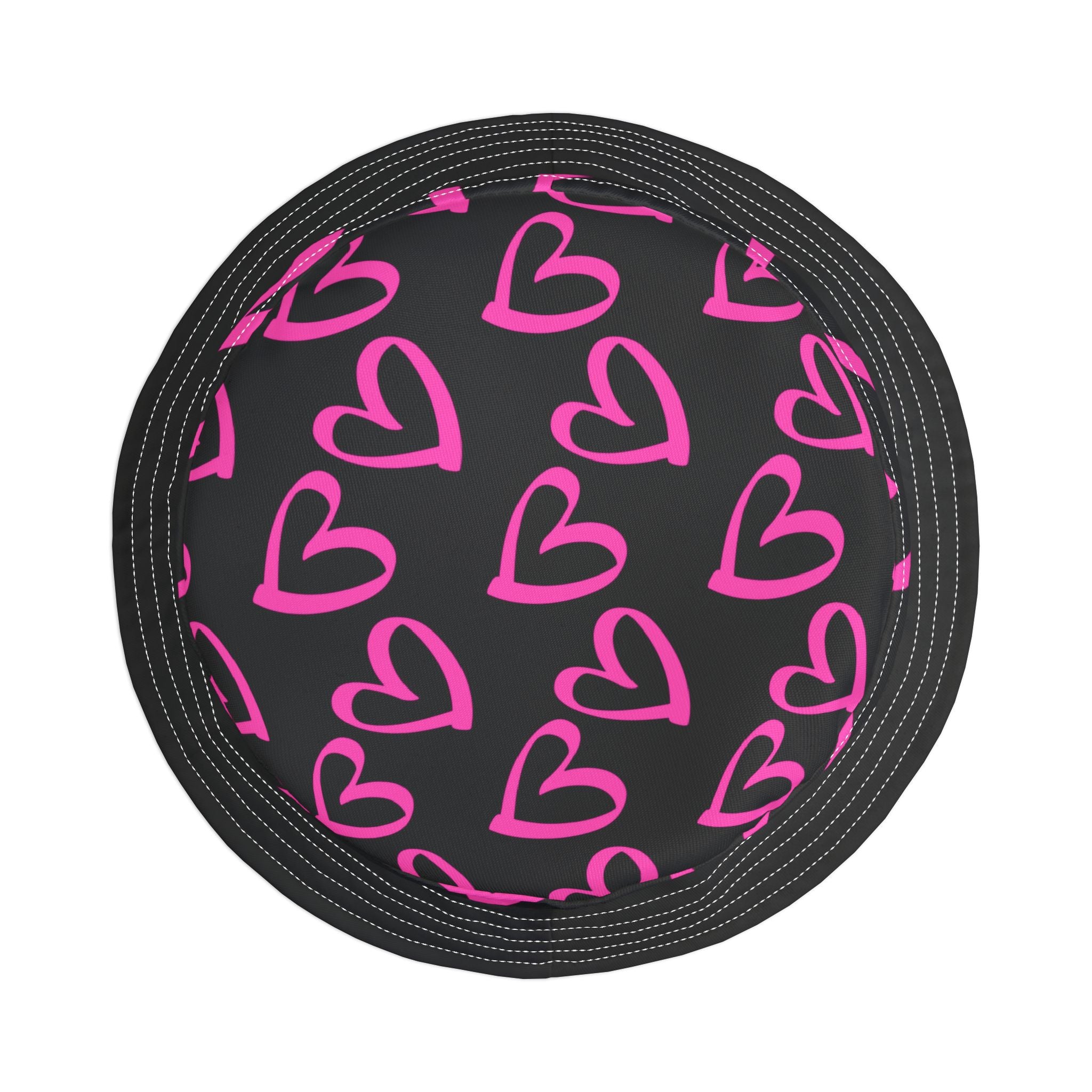Pink Heart Bucket Hat — Summer Hat