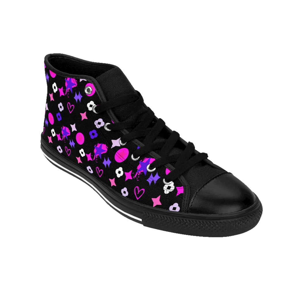 Women's Classic Sneakers Purple Black Stars