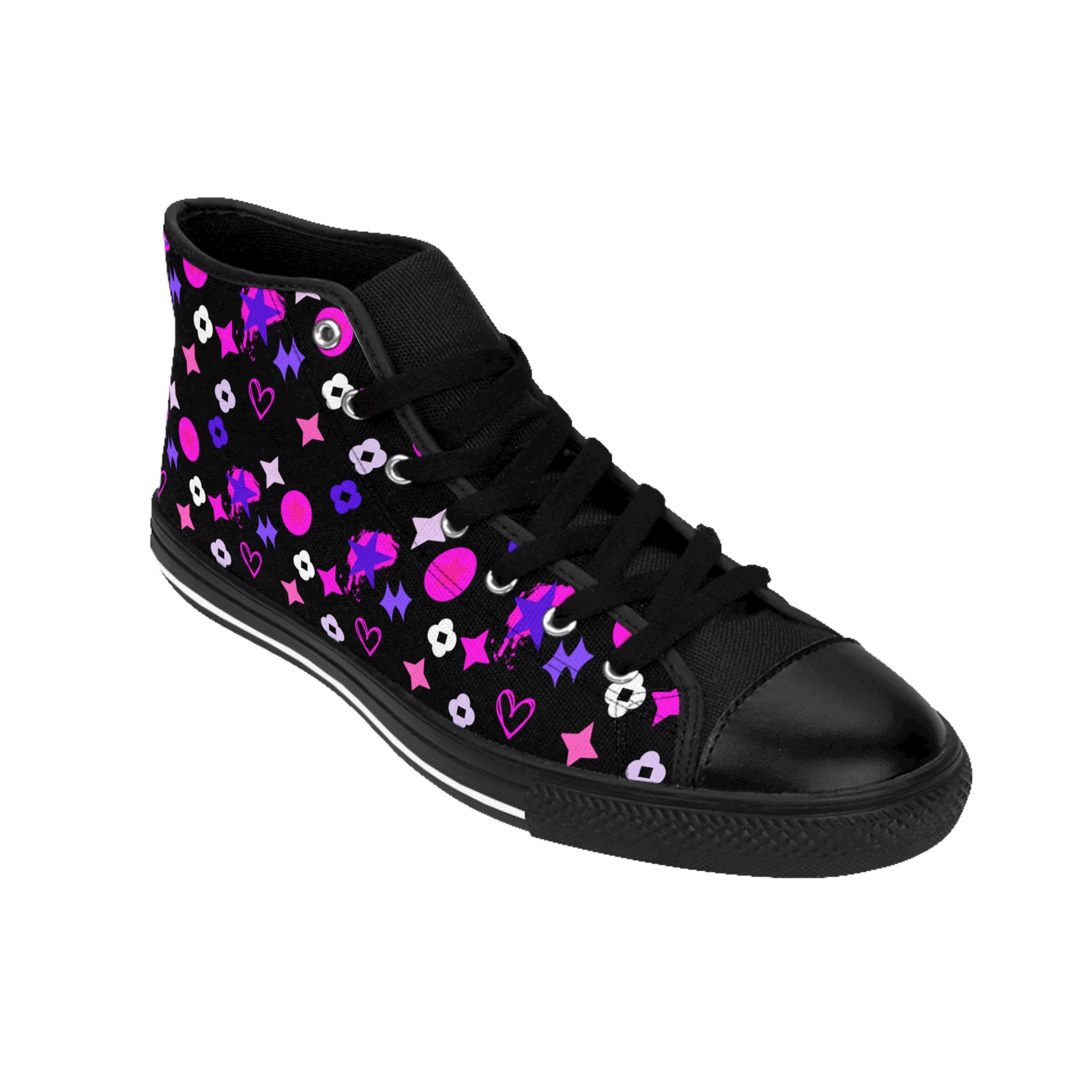 Women's Classic Sneakers Purple Black Stars