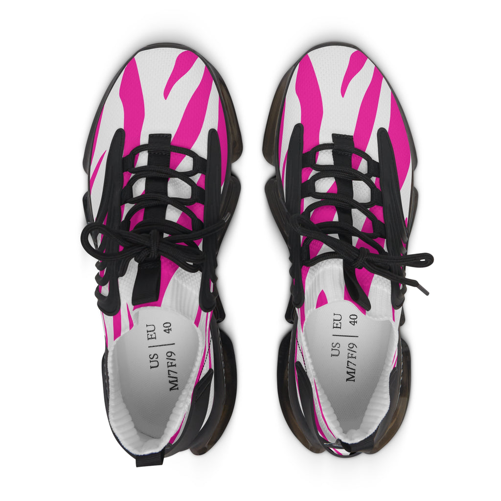 Stylish Women's Mesh Sneakers – Bold Pink Stripes