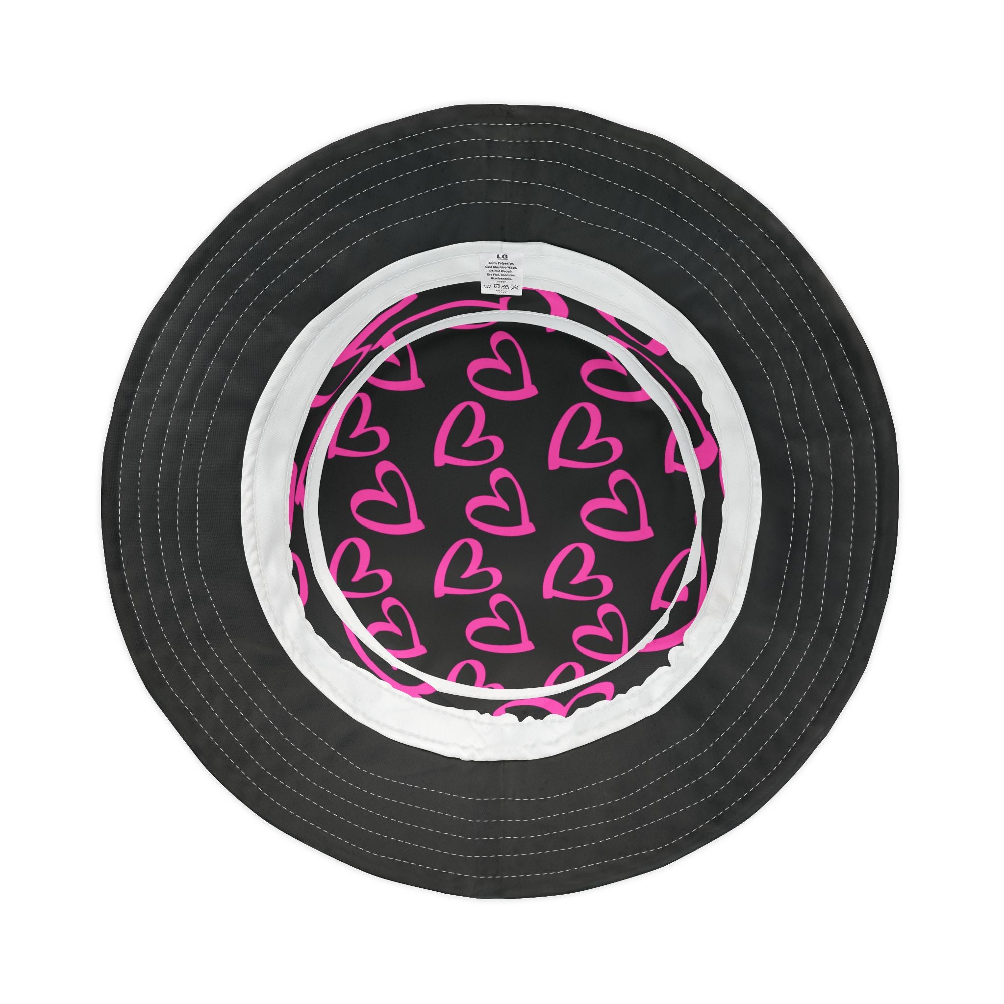 Pink Heart Bucket Hat — Summer Hat