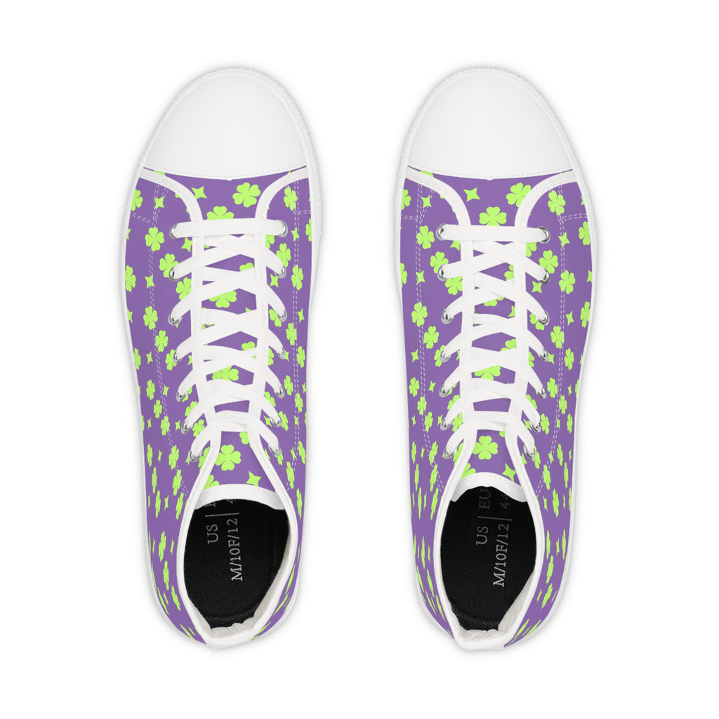Men's High Top Sneakers Lime Green Stars