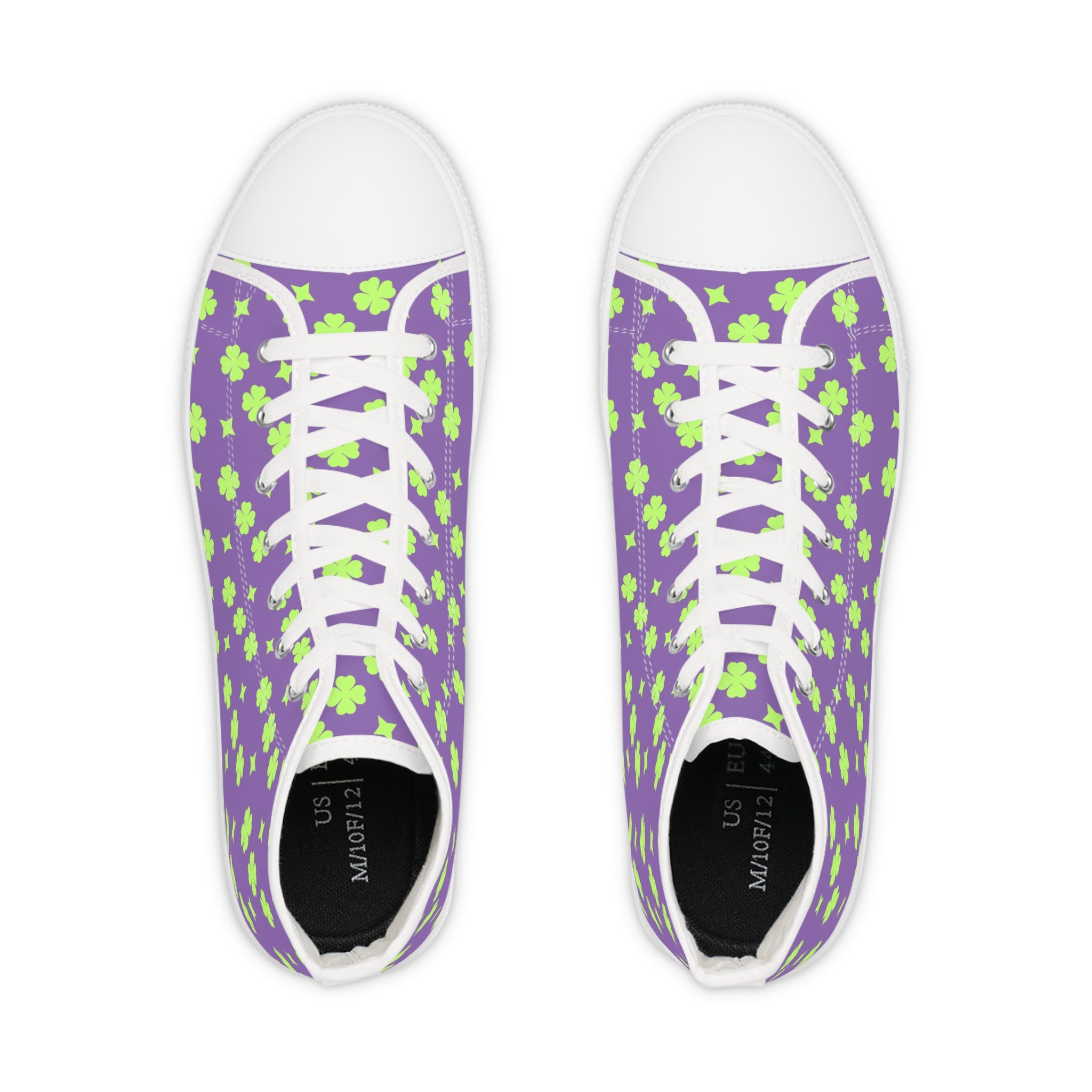 Men's High Top Sneakers Lime Green Stars