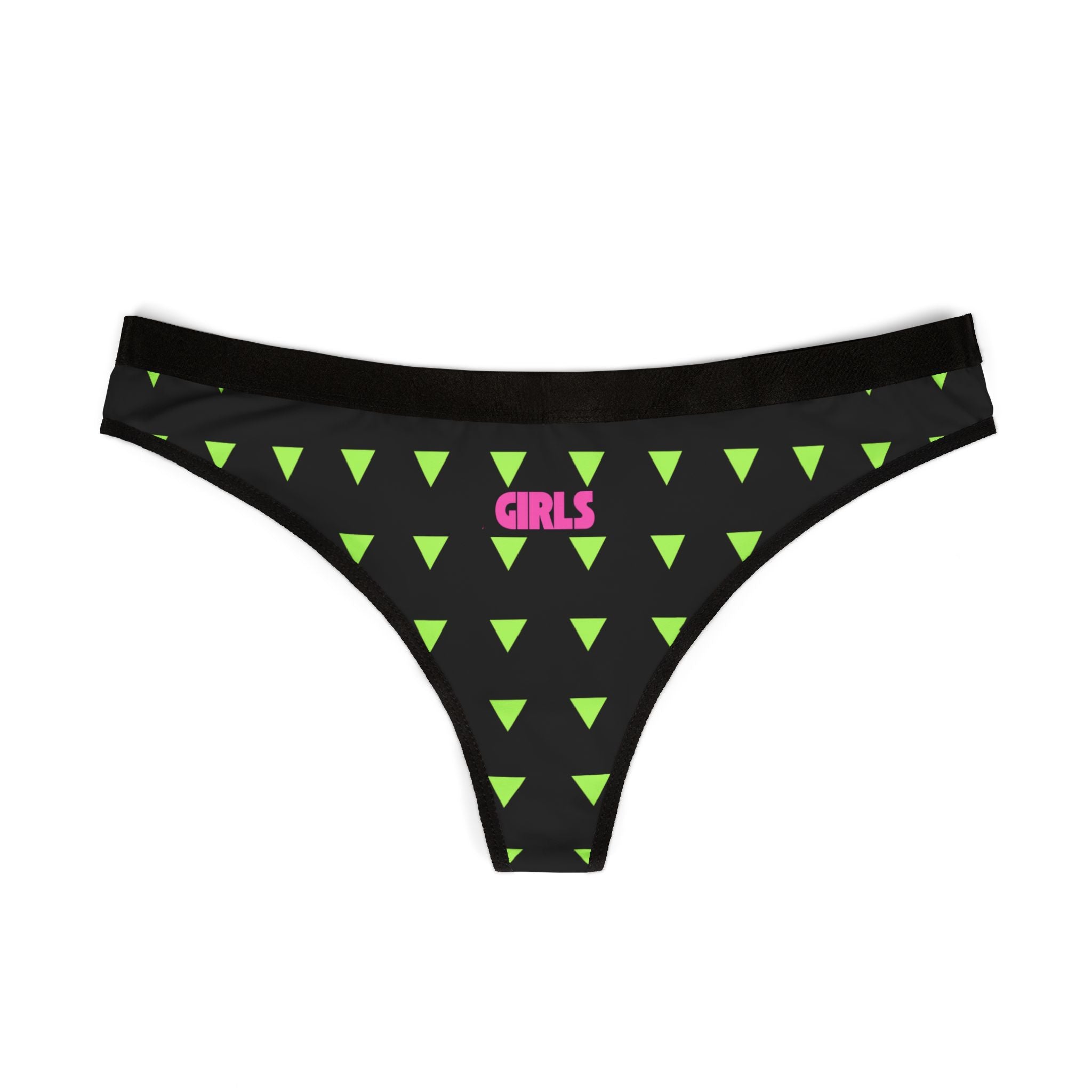 Girls Pink Love Thong Black  — Women's Cheeky Bikini Underwear Black