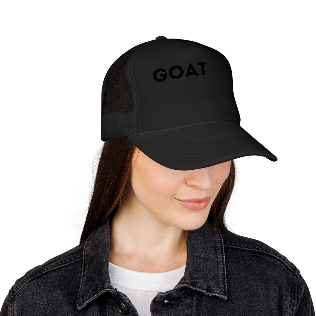 GOAT Trucker Hat – Black Foam Mesh Cap