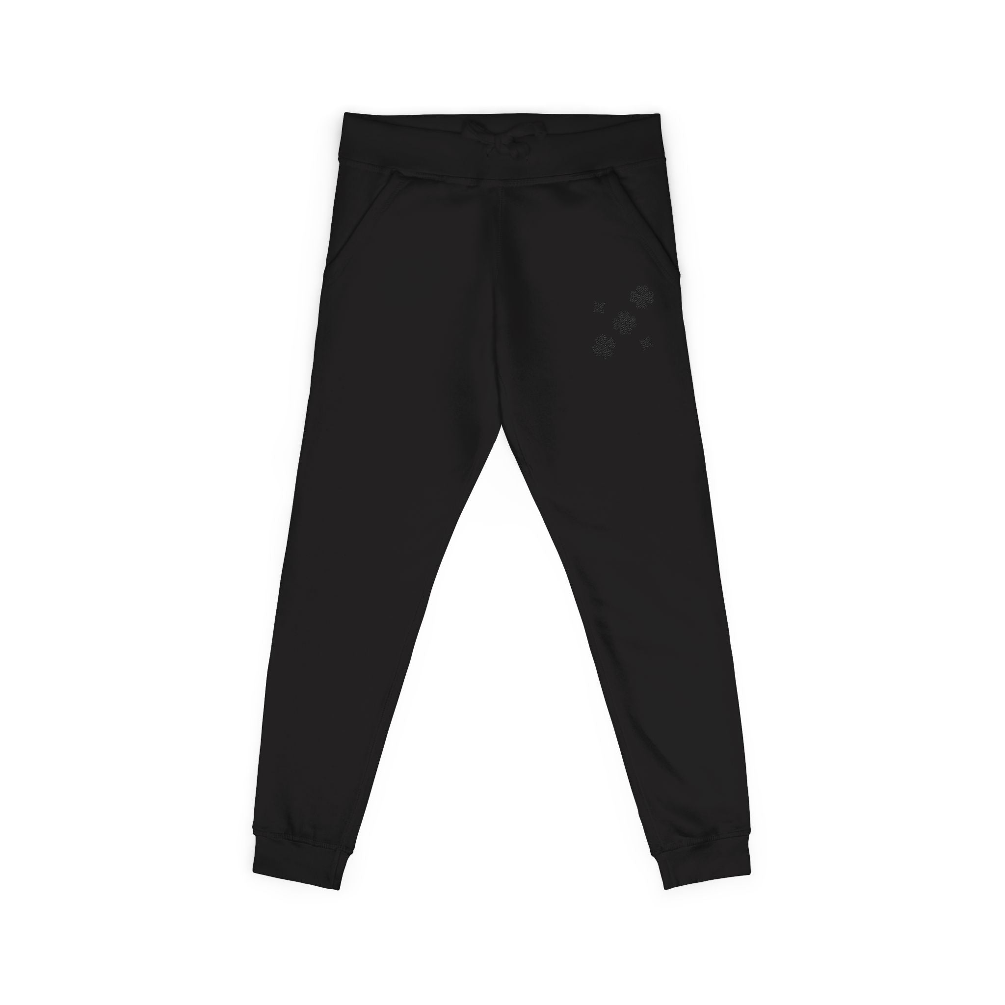 Men Black Stars Fleece Sweatpants -Black