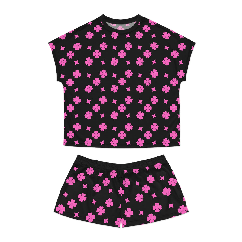 Pink Clover Women's Pajama Set — Short Sleeve Top & Shorts Sleepwear