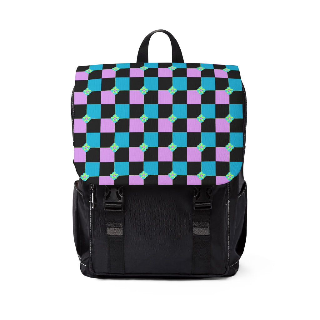 Purple on blue Unisex Casual Shoulder Backpack