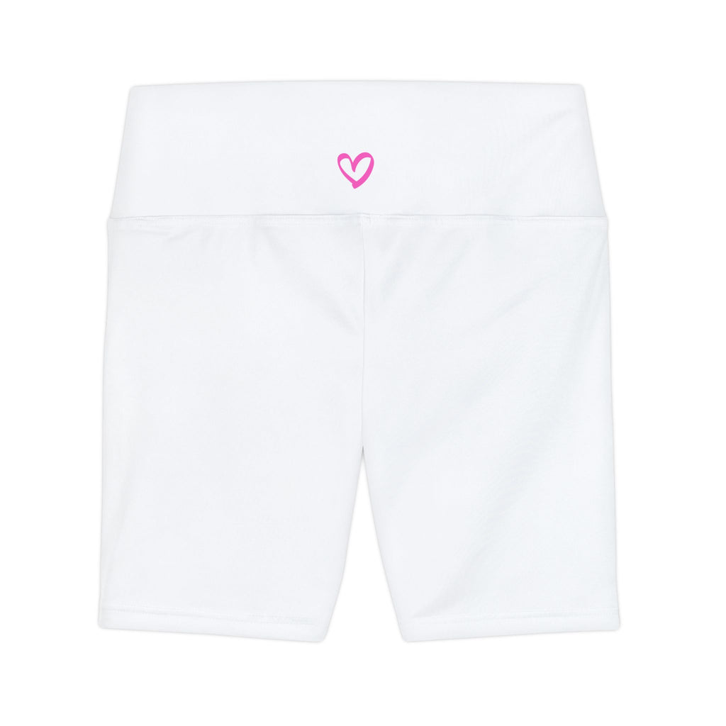 Women's Workout Shorts White with Heart Design
