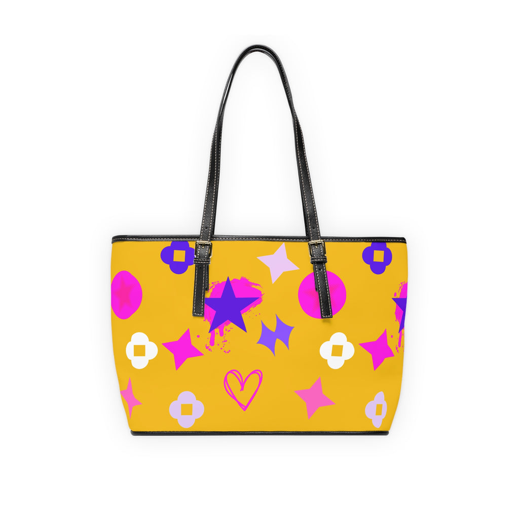 Neon Yellow  Shoulder Bag —  Graffiti Stars Tote