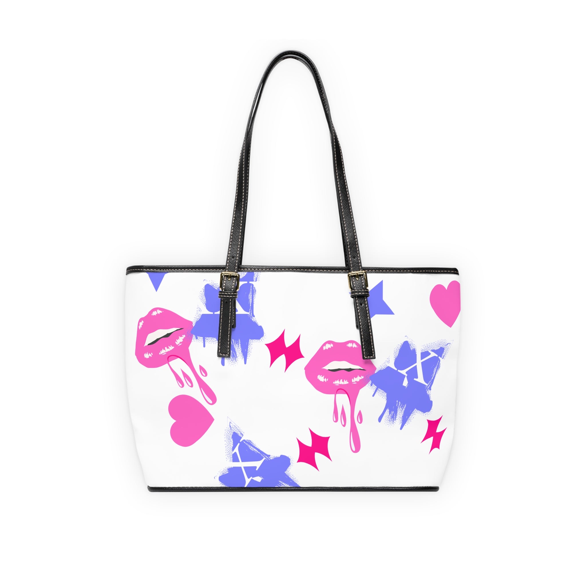 Trendy PU Leather Shoulder Bag with Playful Graphic Design