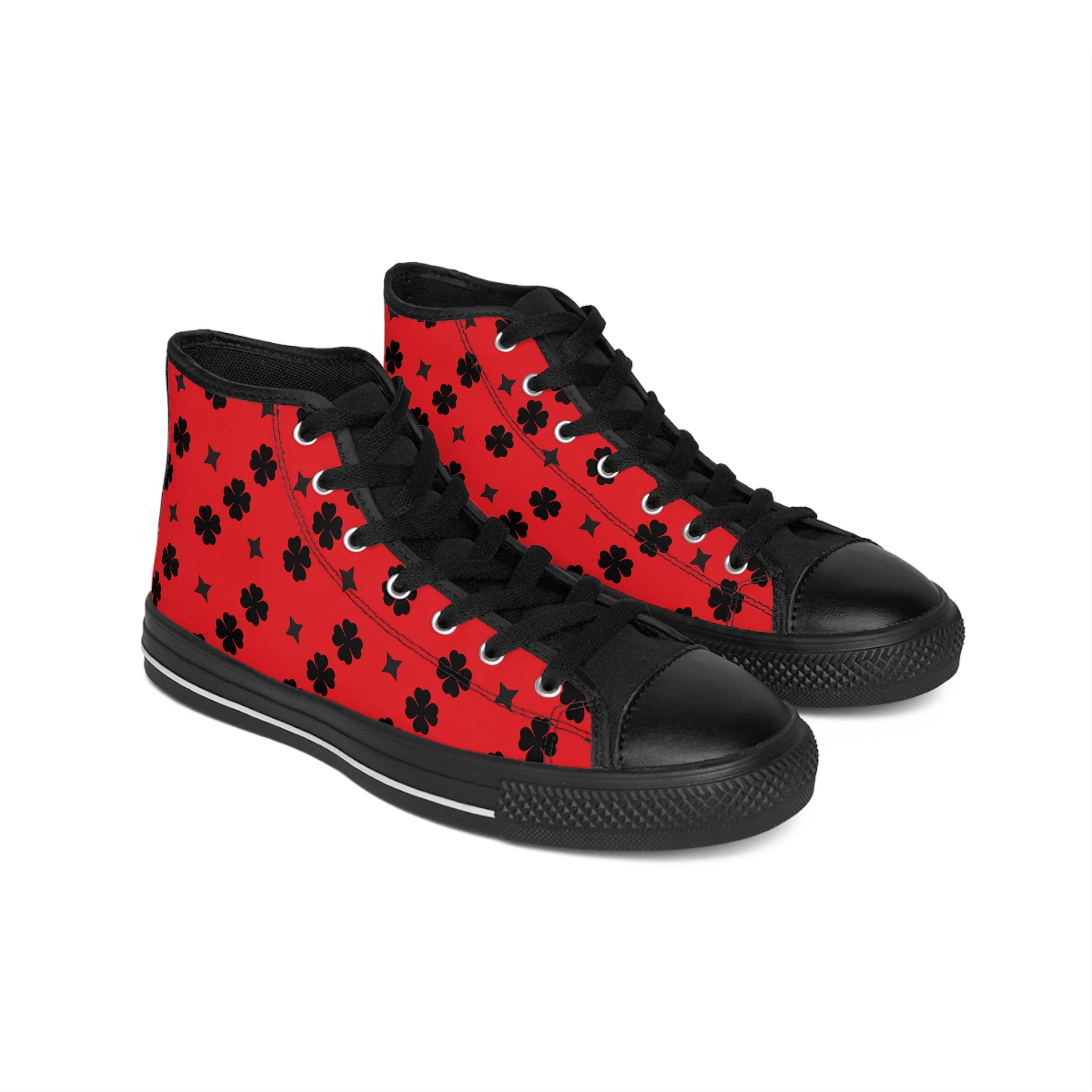 Men Classic Sneakers Star Black on Red