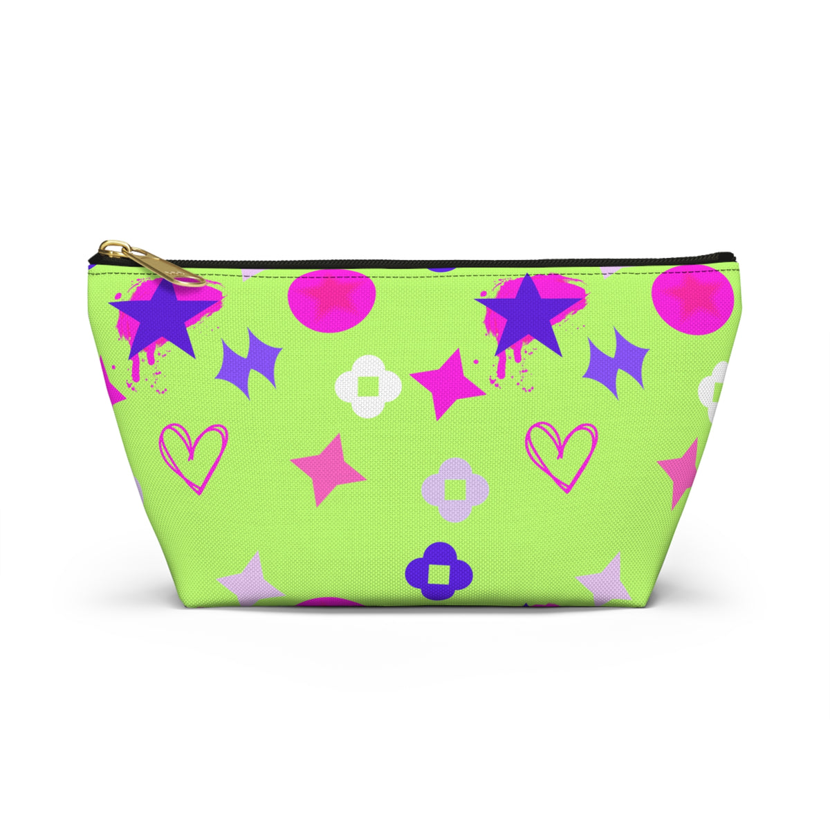 Lime Green Clover Pattern Accessory Makeup & Travel Organizer