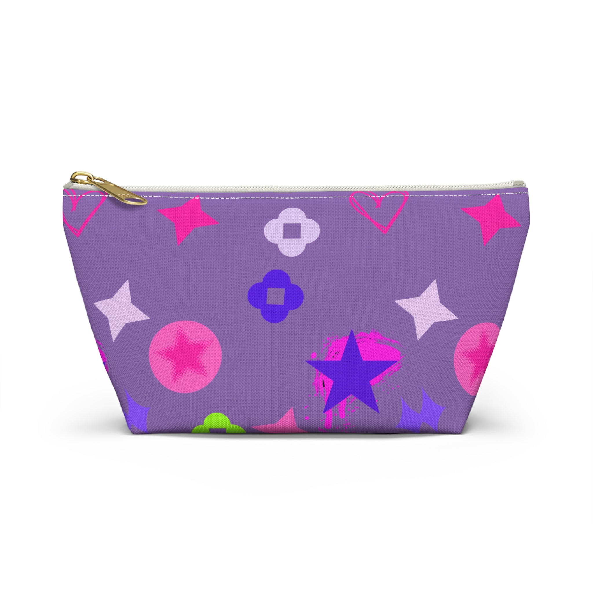 Purple Stars Accessory Pouch —  Pink Makeup Bag