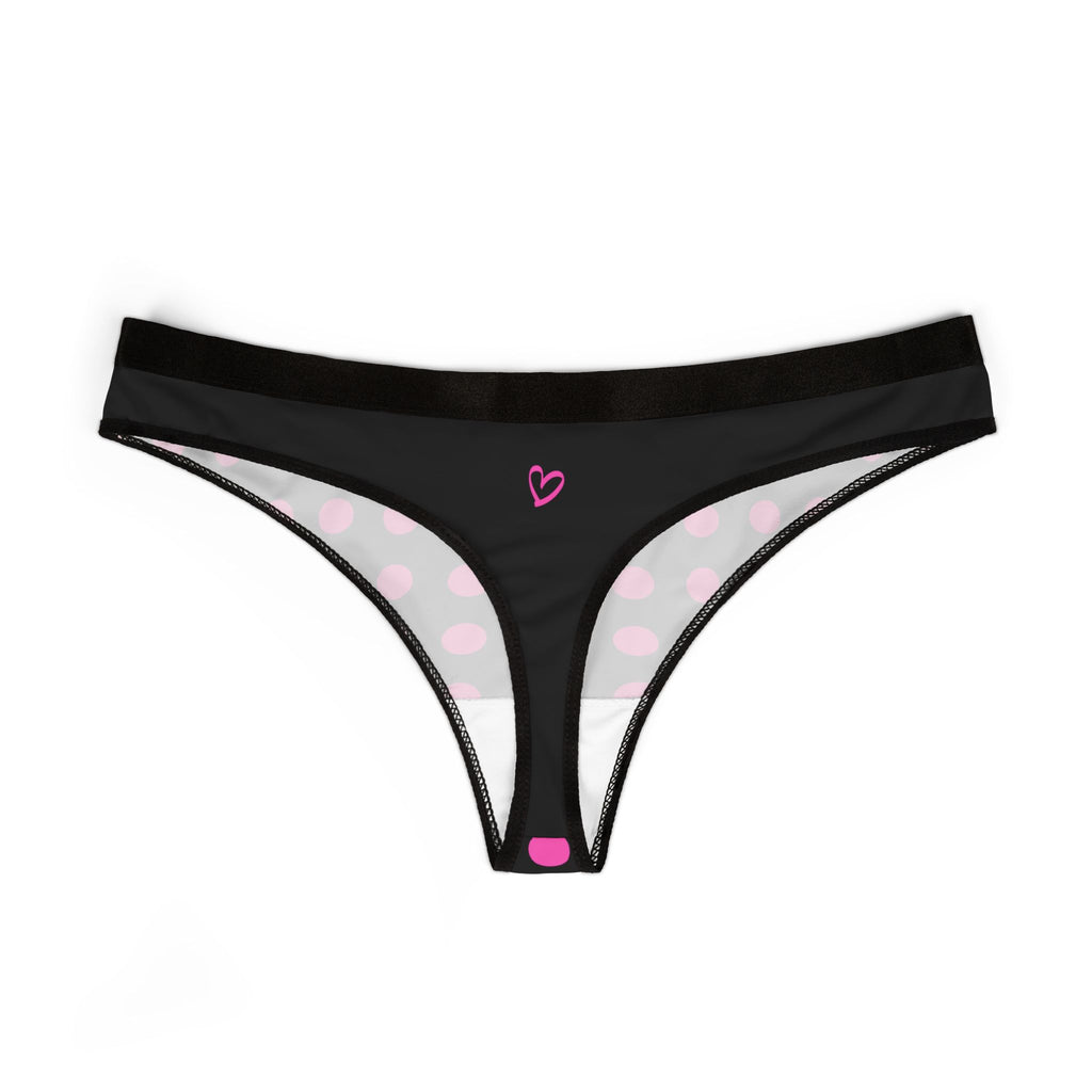 Girls Pink Love Thong Black  — Women's Cheeky Bikini Underwear Black
