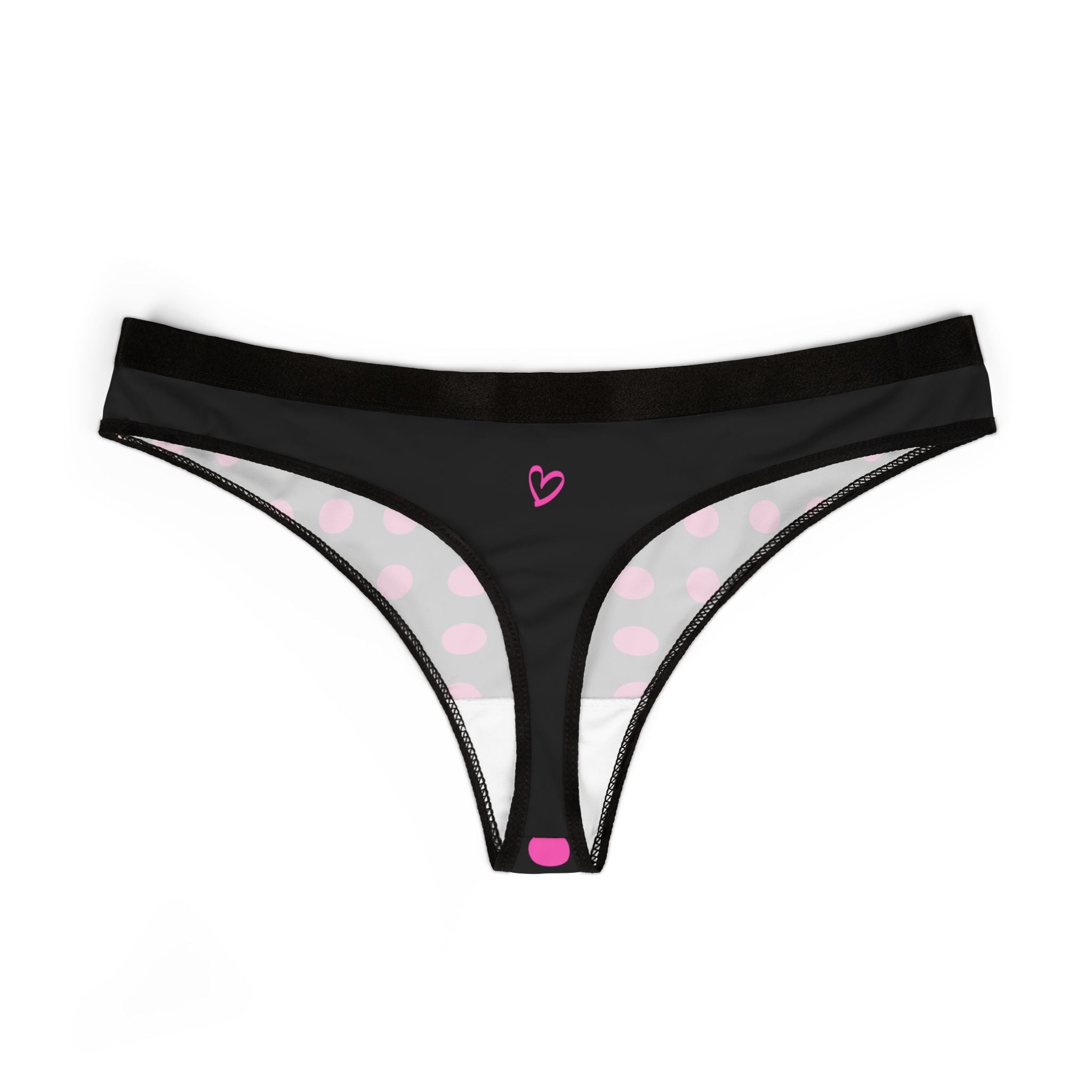 Girls Pink Love Thong Black  — Women's Cheeky Bikini Underwear Black