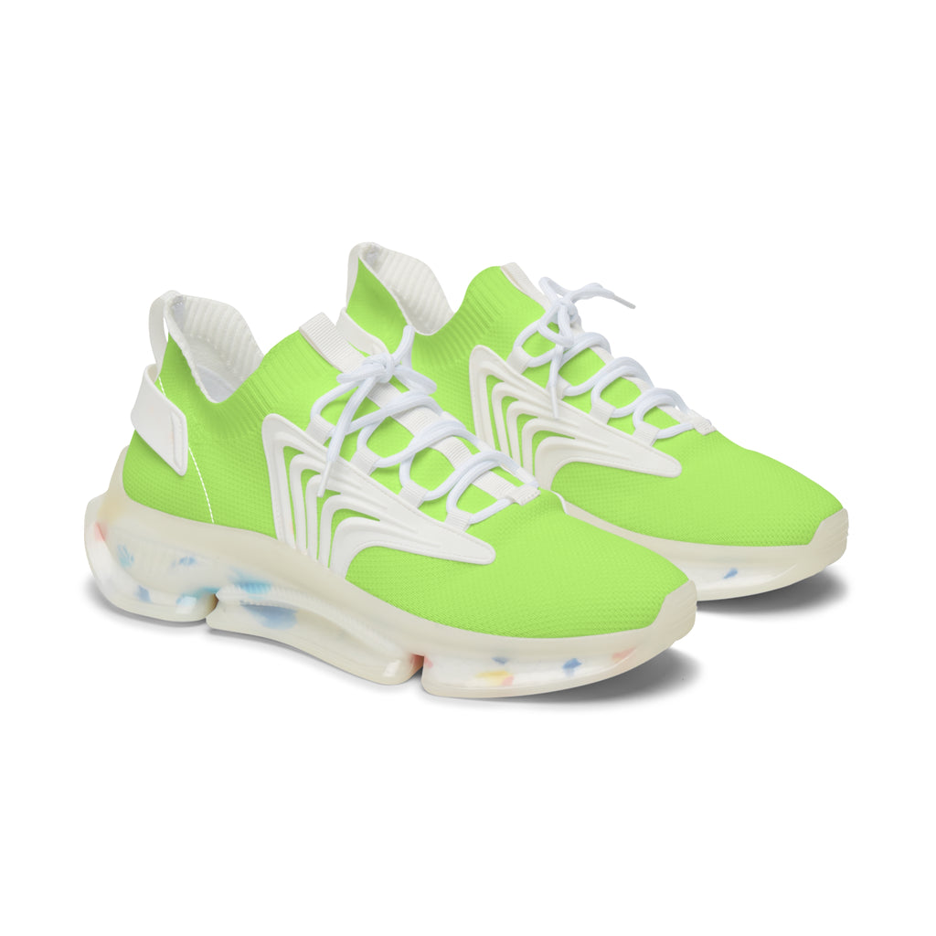 Neon Green Women's Mesh Sneakers — Lightweight Breathable Athletic Shoes