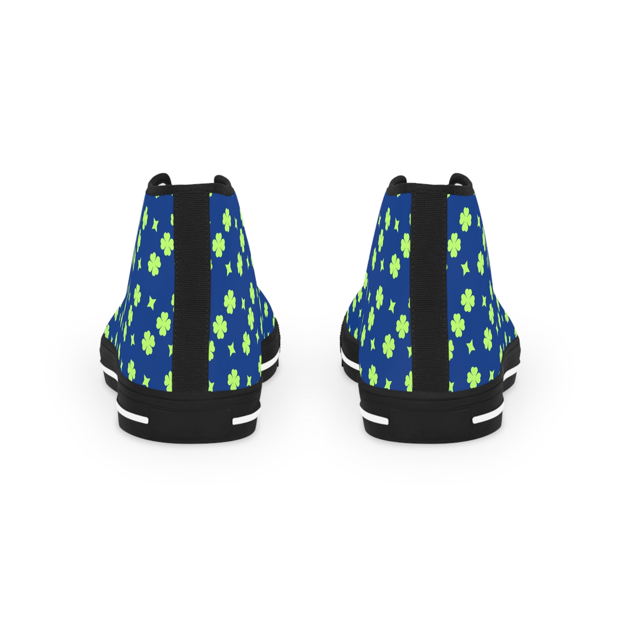 Men's High Top Sneakers Lime Green Lucky Stars On Top Blue Bottoms