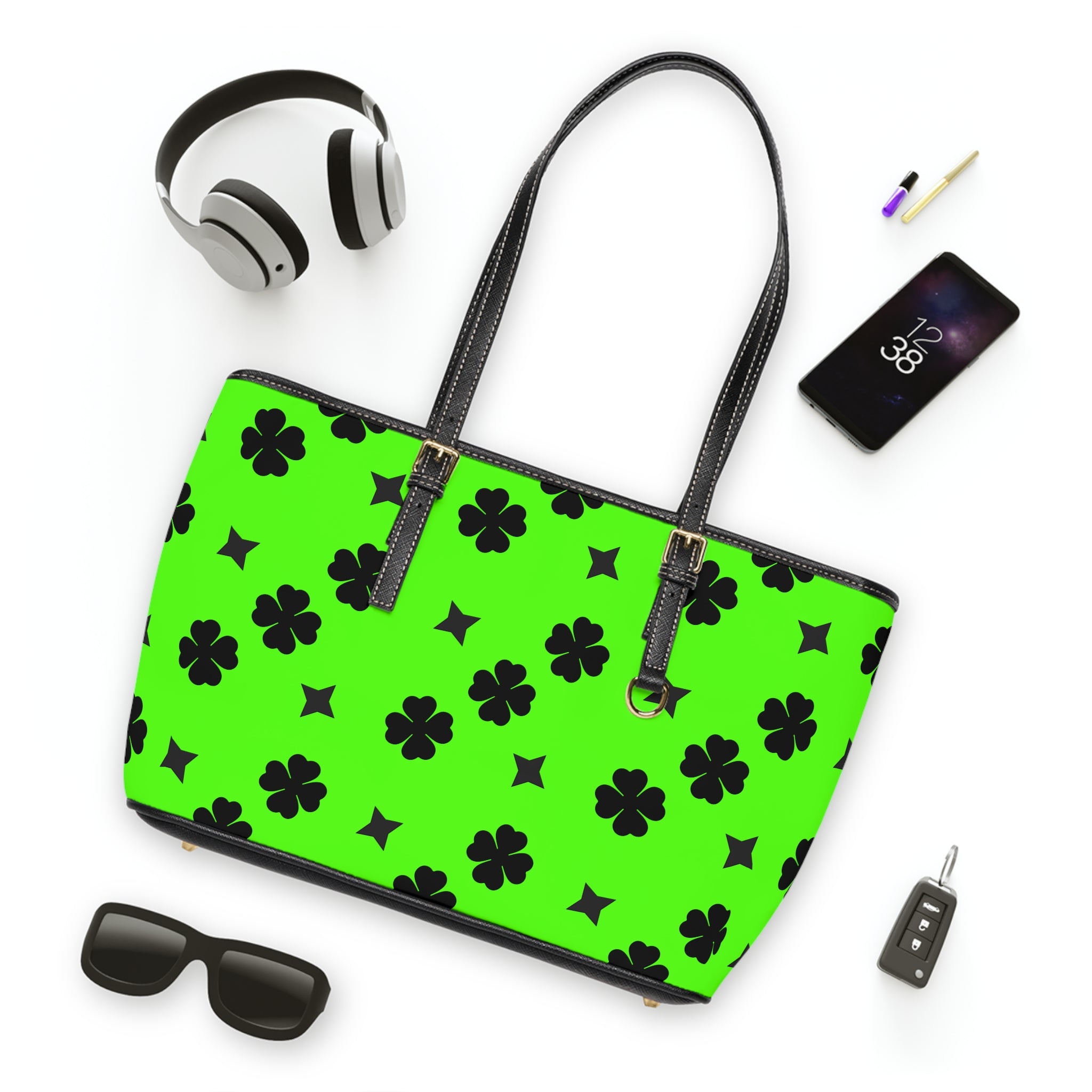 Lucky Leather Shoulder Bag Lime Green