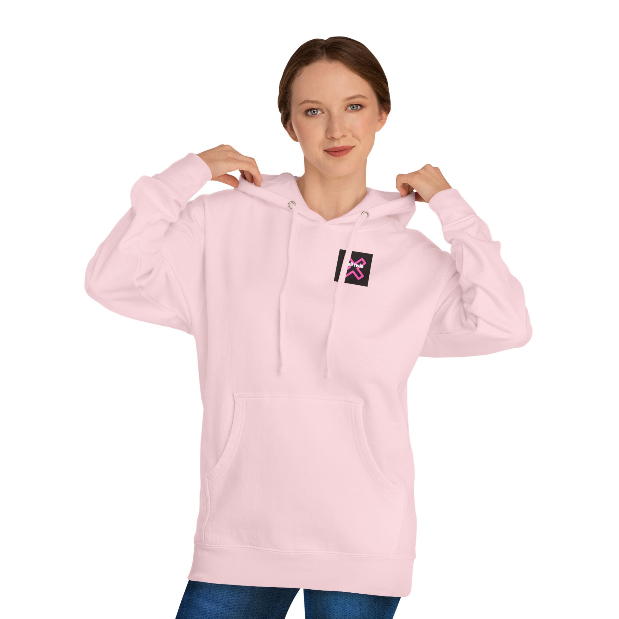 Women Hooded Pink Pullover Hoodie
