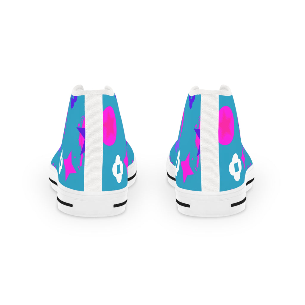 Men's High Top Sneakers Stars On White Bottoms