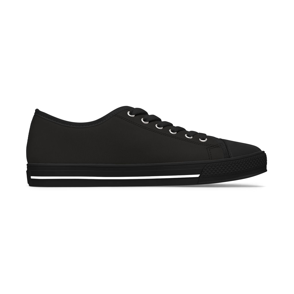 Black & White Geometric Low Top Sneakers — Women's Casual Canvas Shoes Black