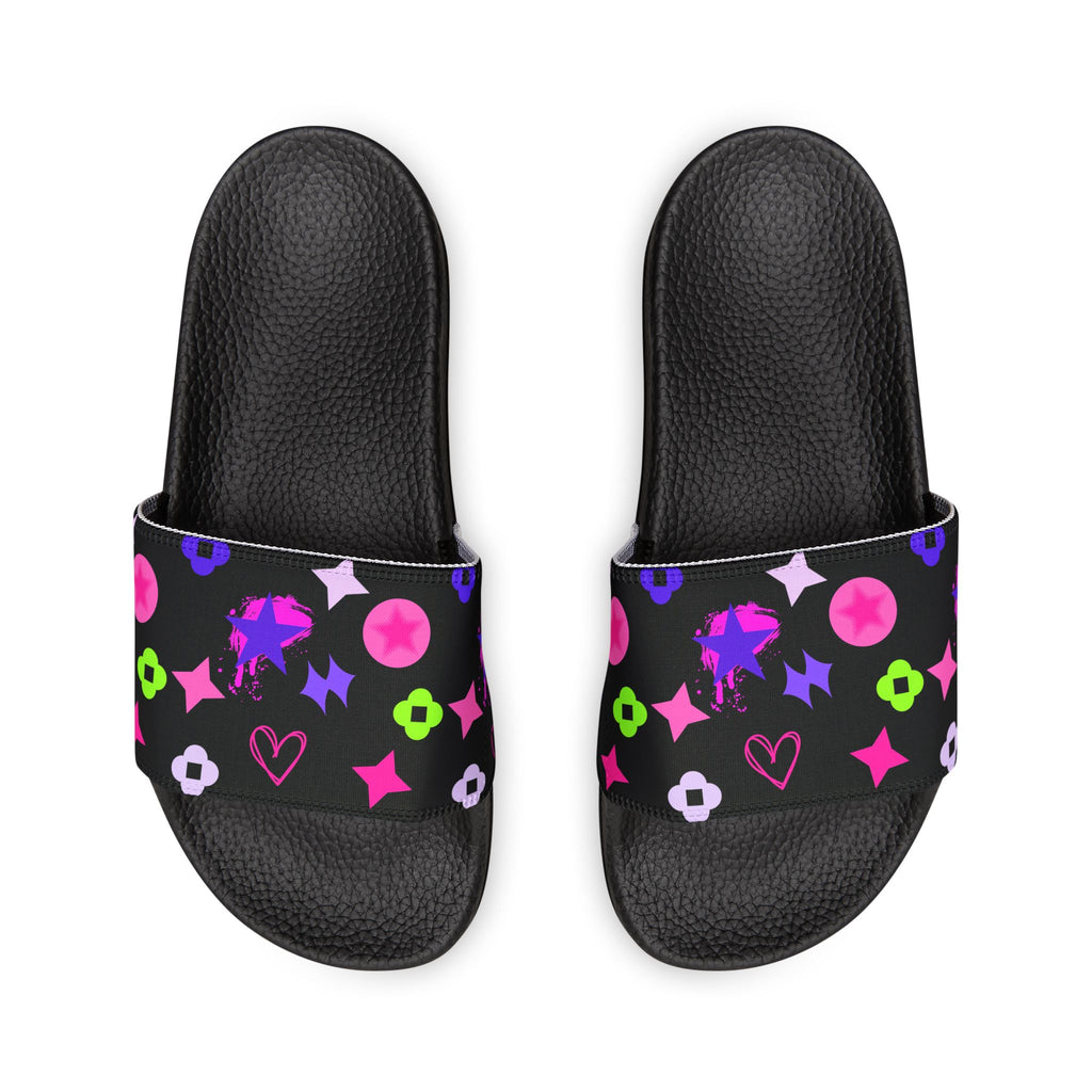 Women Slide Sandals —   Removable- White Striped Strap Slides