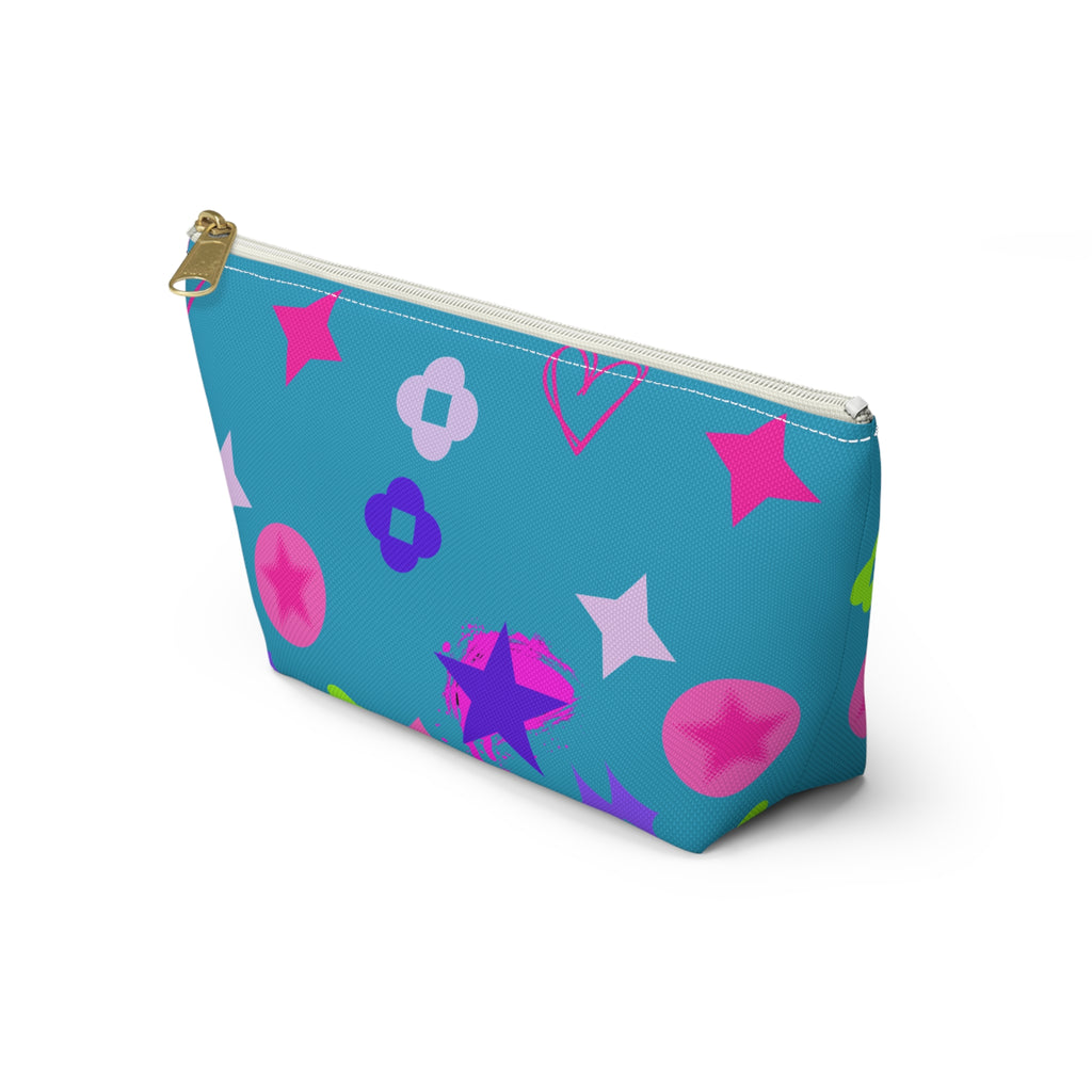 Blue Stars Accessory Pouch —  Pink Makeup Bag