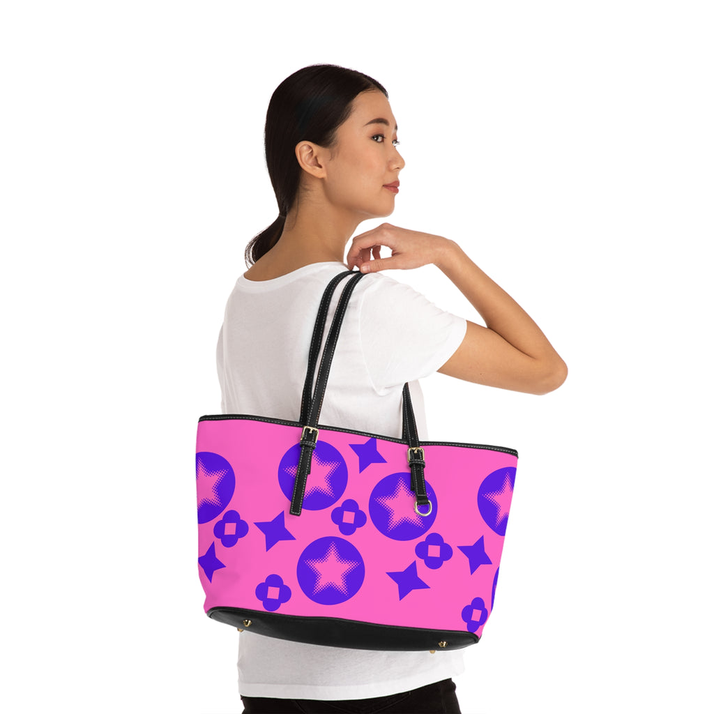 Vibrant Pink Leather Shoulder Bag with Stars