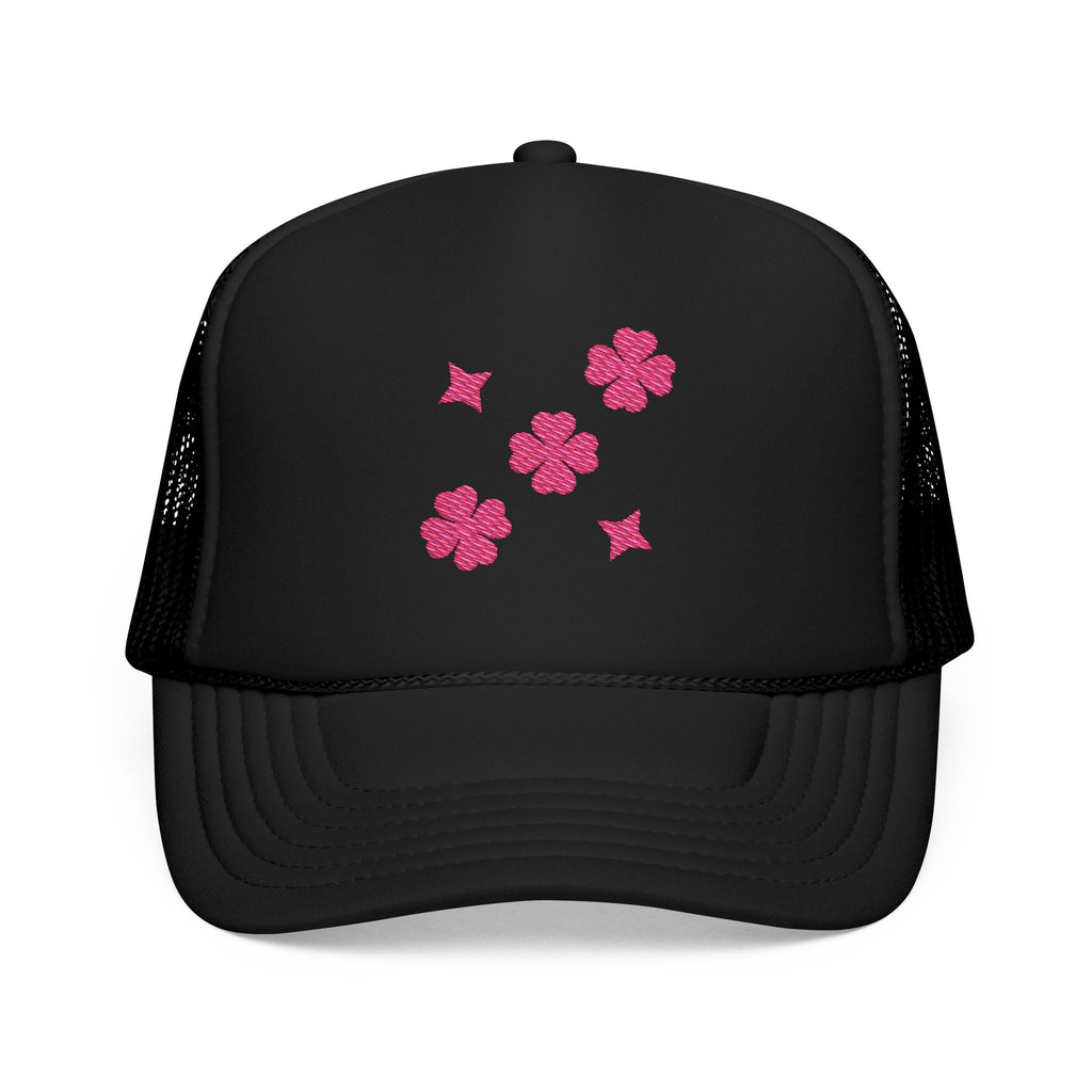 Copy of  Black Embroidered Clover & Lucky Black  Hat