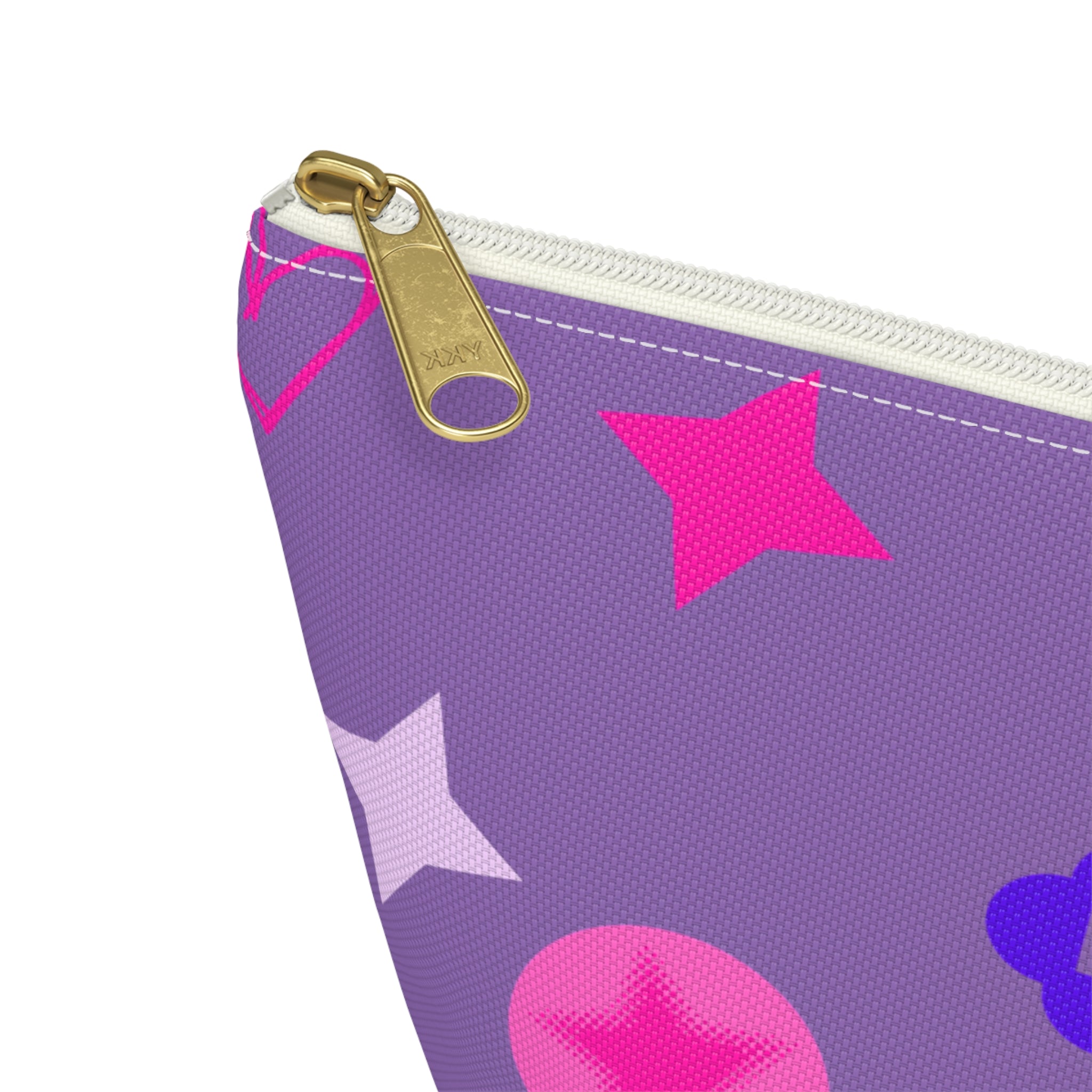 Purple Stars Accessory Pouch —  Pink Makeup Bag