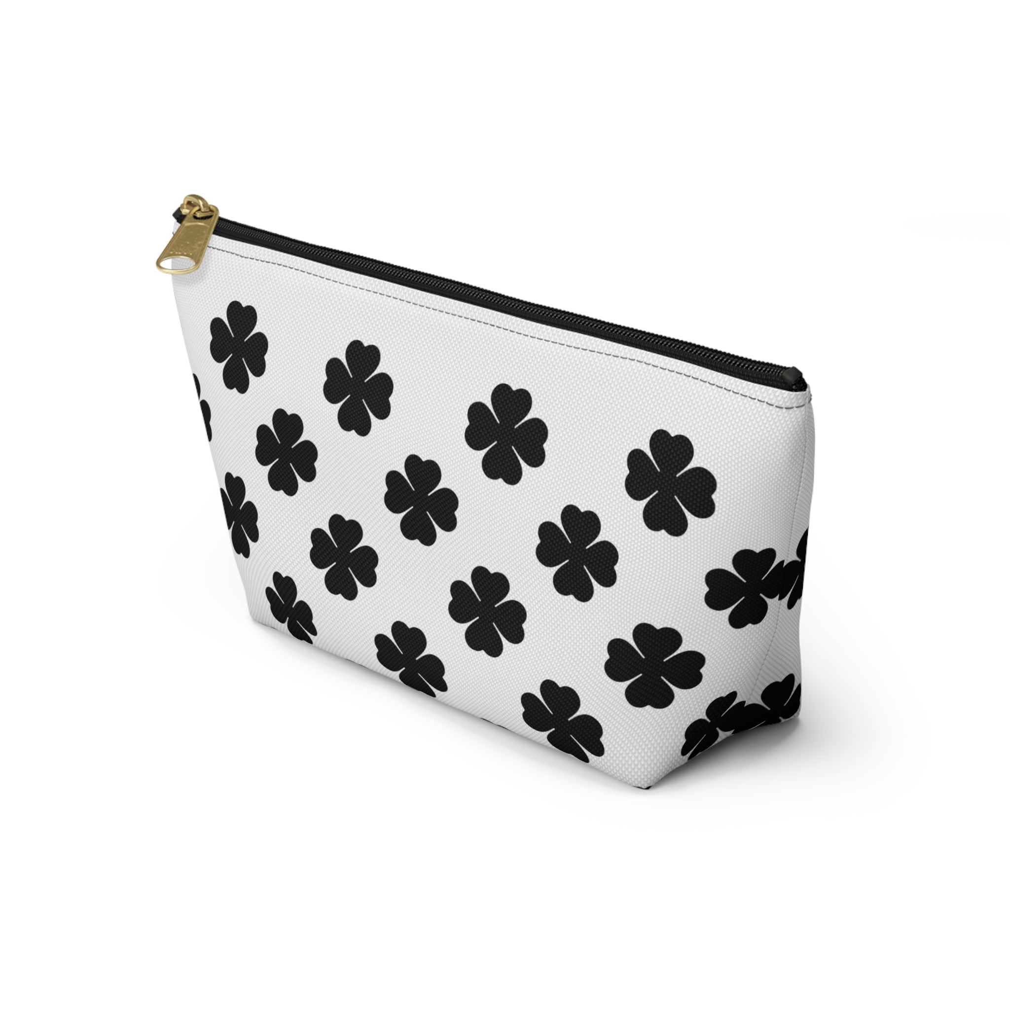 Black Clover Pattern Accessory Pouch — T‑Bottom Makeup & Travel Organizer