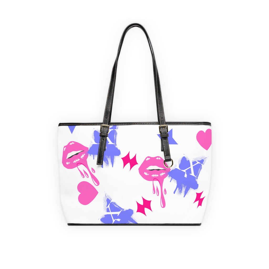 Trendy PU Leather Shoulder Bag with Playful Graphic Design