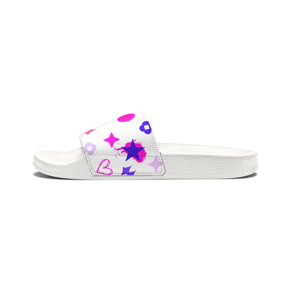 Women Slide Sandals —   Removable- White Striped Strap Slides