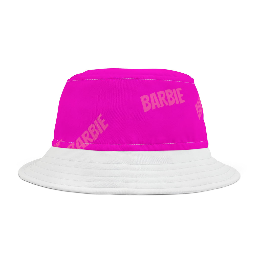 Barbie Pink Patchwork Bucket Hat — Retro Logo Sun Hat