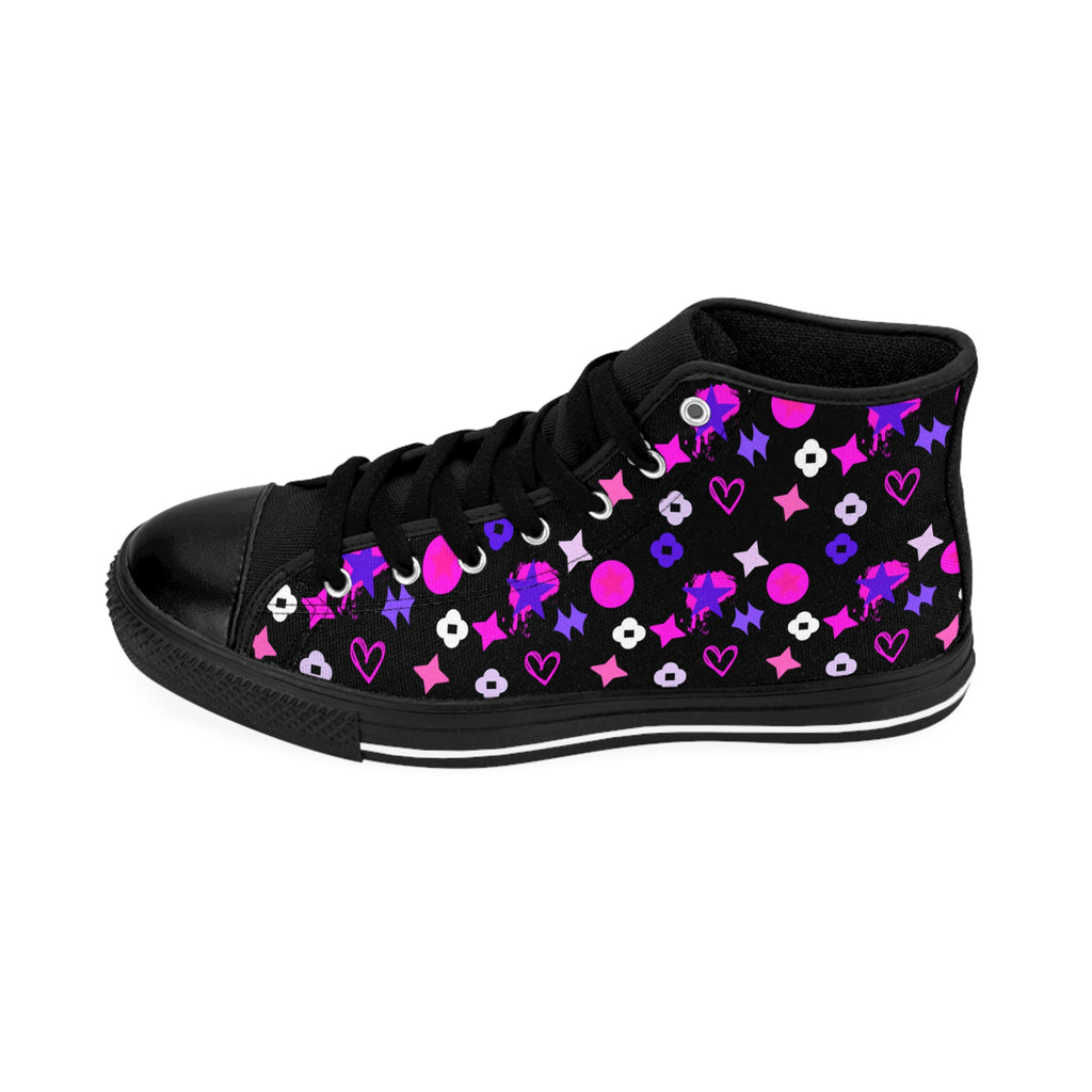Women's Classic Sneakers Purple Black Stars