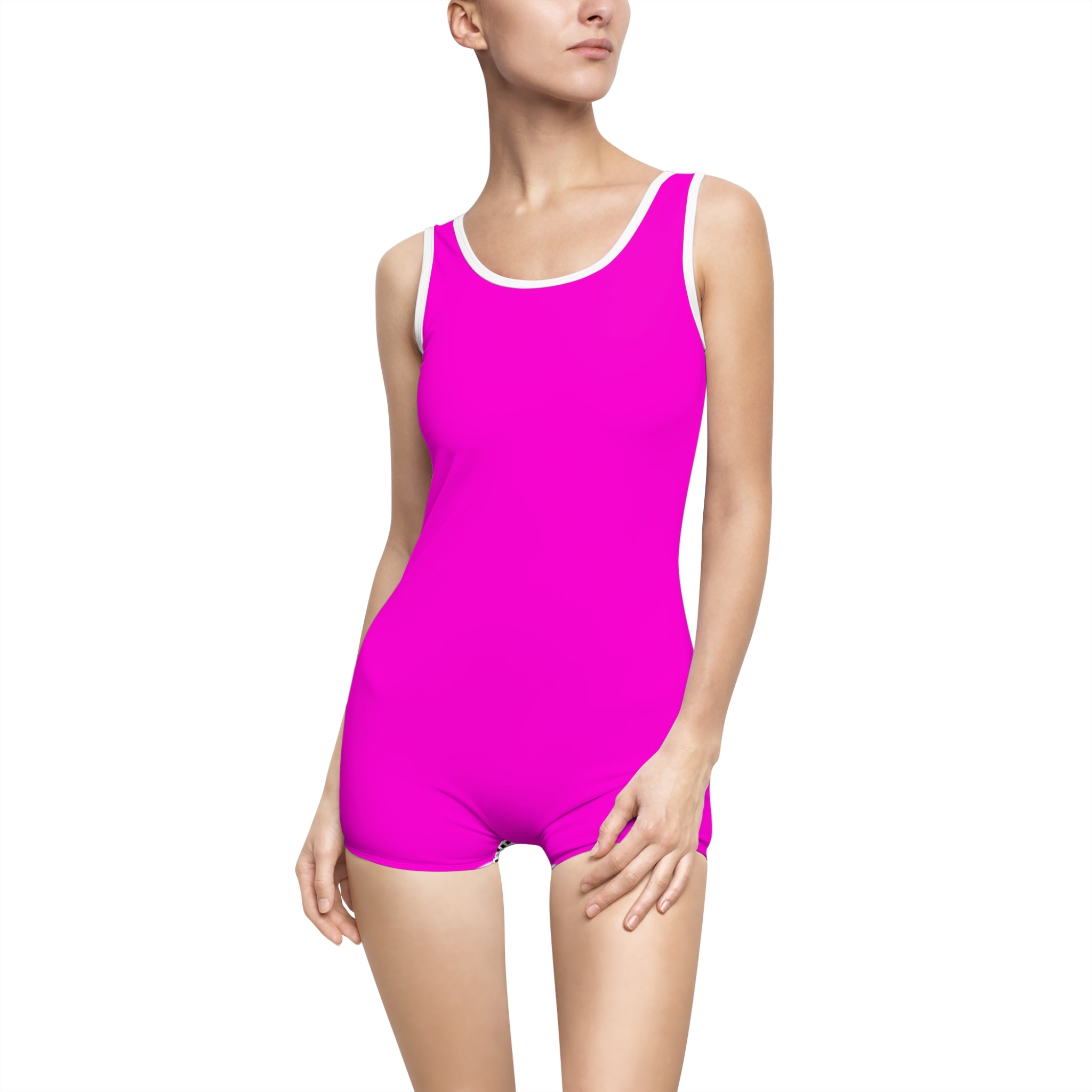 Vintage Pink Clover One-Piece Swimsuit — Retro