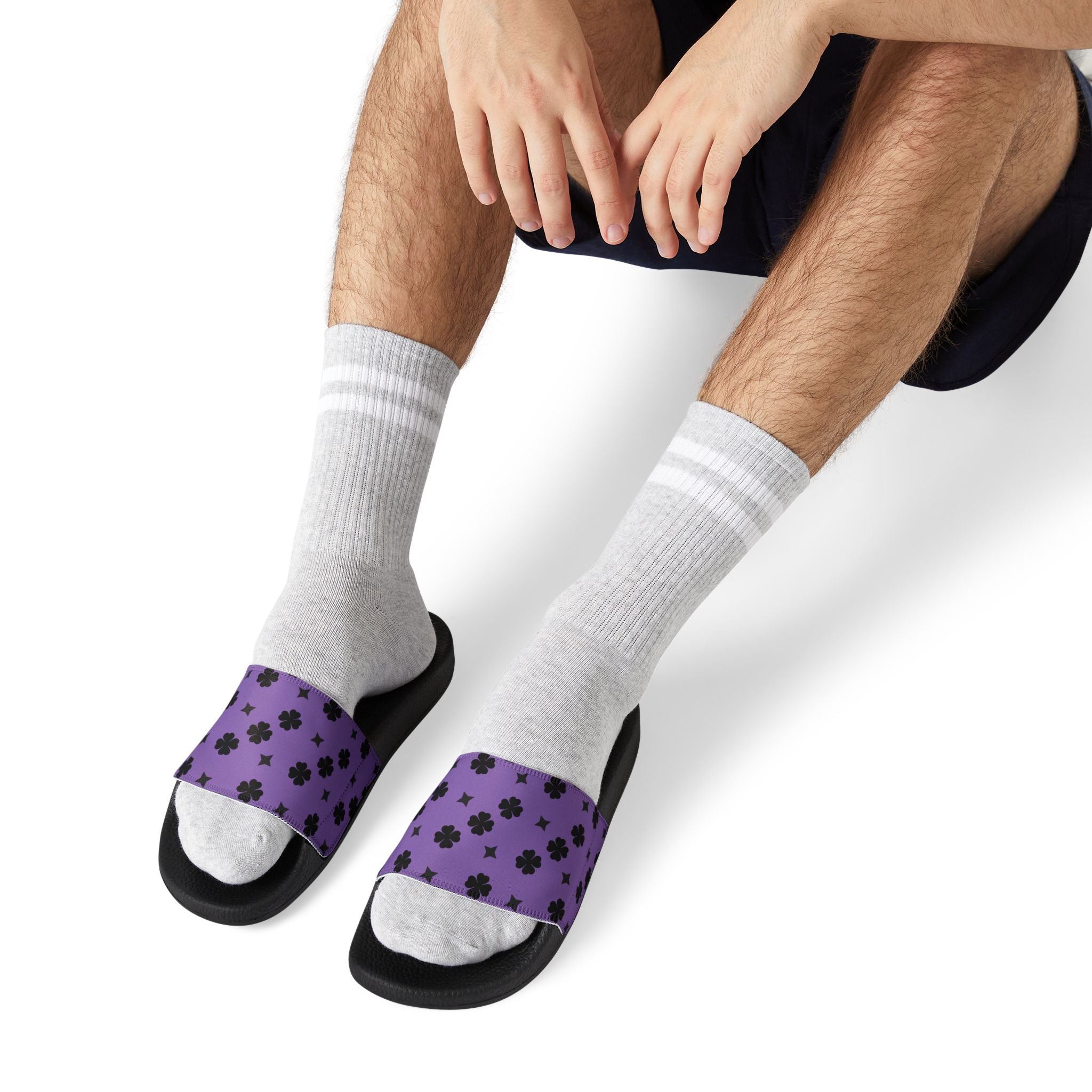 Men's Sandal Black Stars on Purple