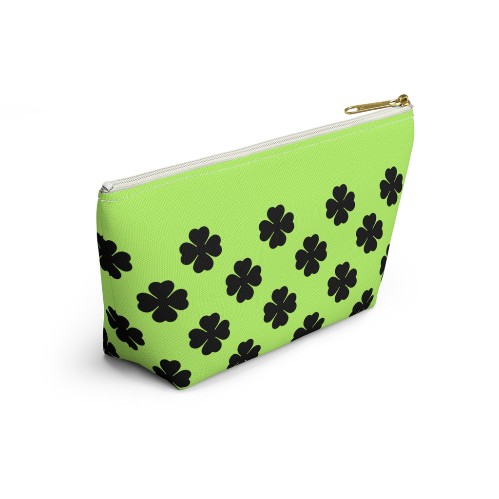 Black Clover Pattern Accessory Makeup & Travel Organizer Lime Green