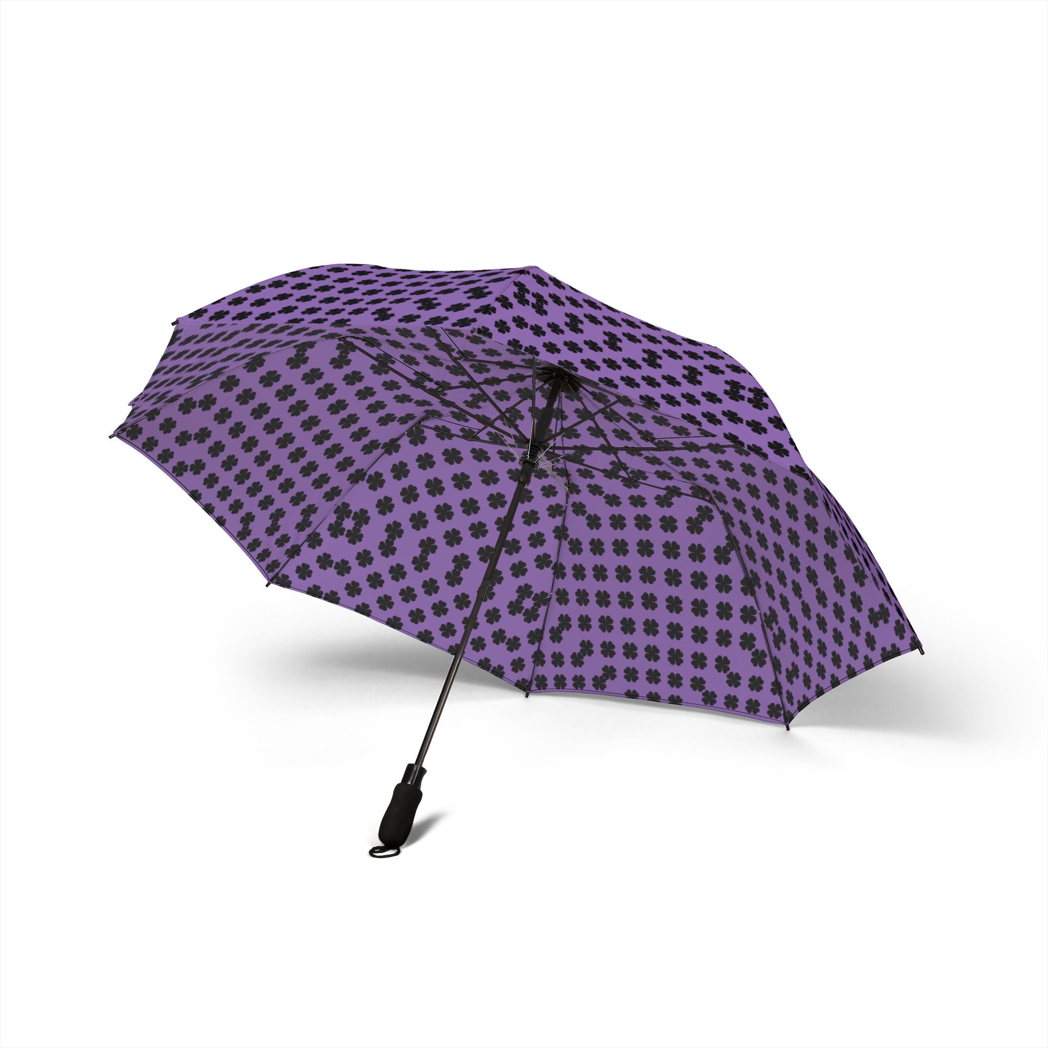 Foldable Umbrella — Purple Plaid Dot Pattern, Compact Travel Umbrella