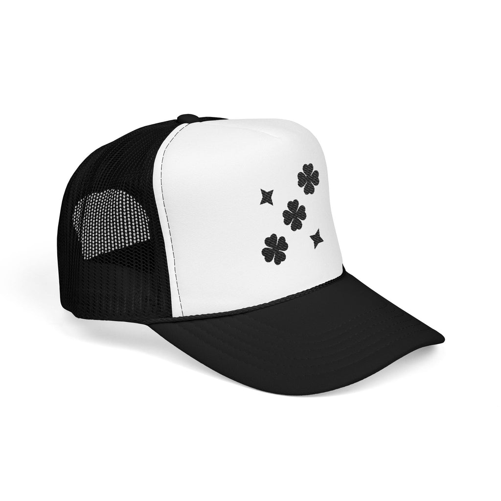Embroidered Black Clover Lucky On White Hat