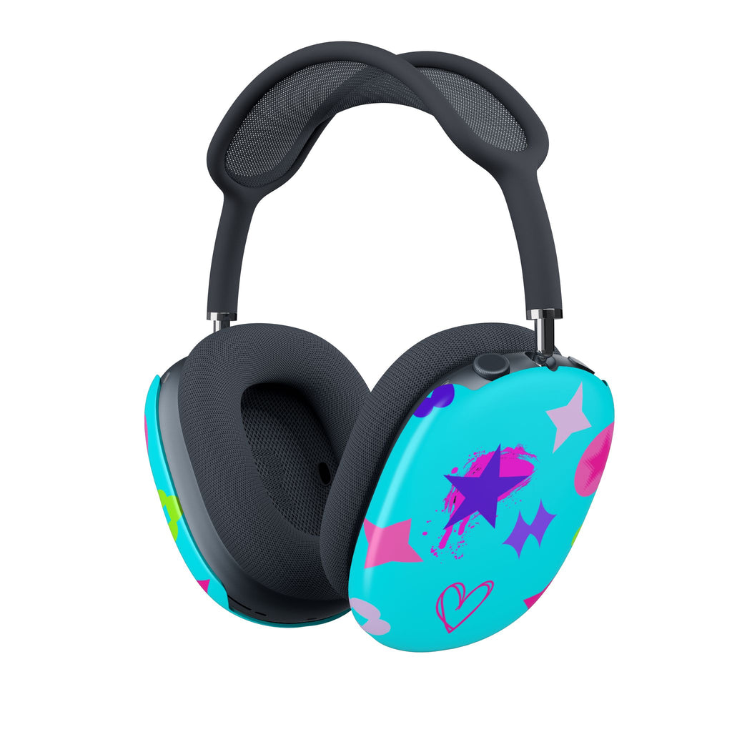AirPods Max Shell Case — Neon Stars & Hearts Protective Lime Green Cover