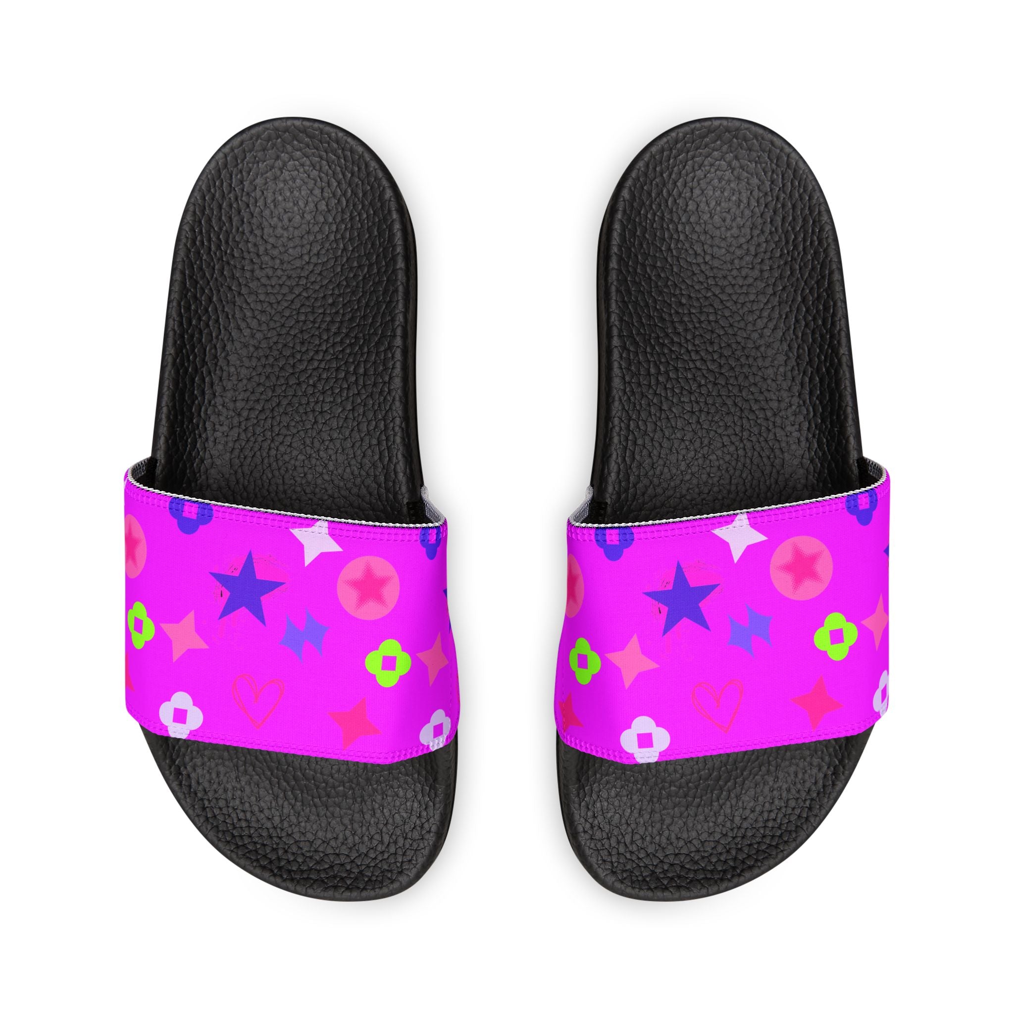 Women Slide Sandals —   Removable- White Striped Strap Slides
