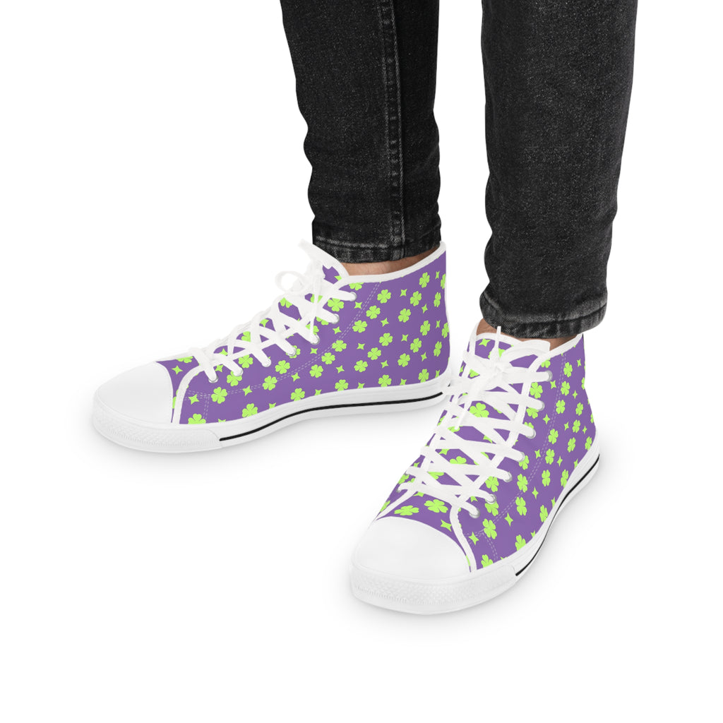 Men's High Top Sneakers Lime Green Stars