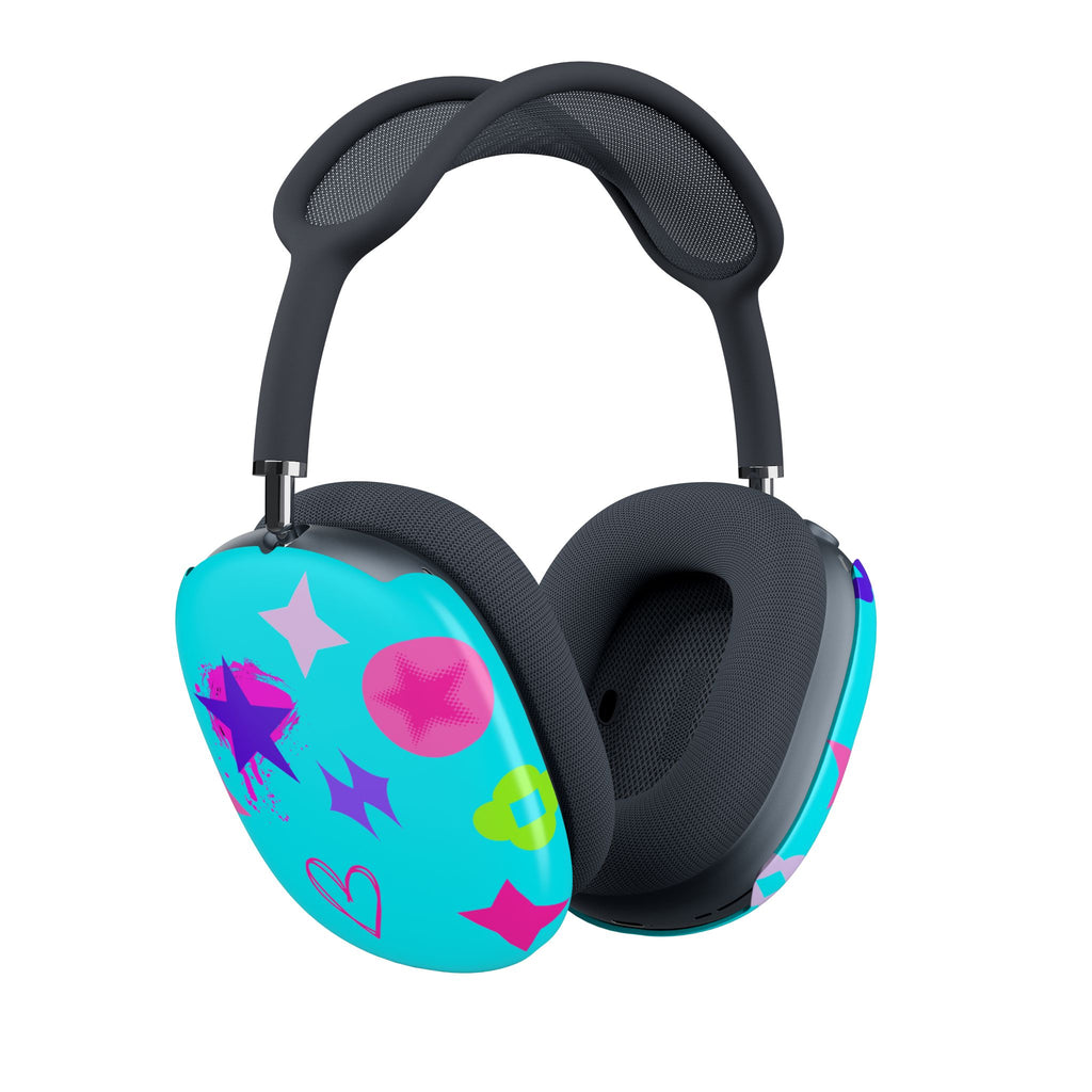 AirPods Max Shell Case — Neon Stars & Hearts Protective Lime Green Cover