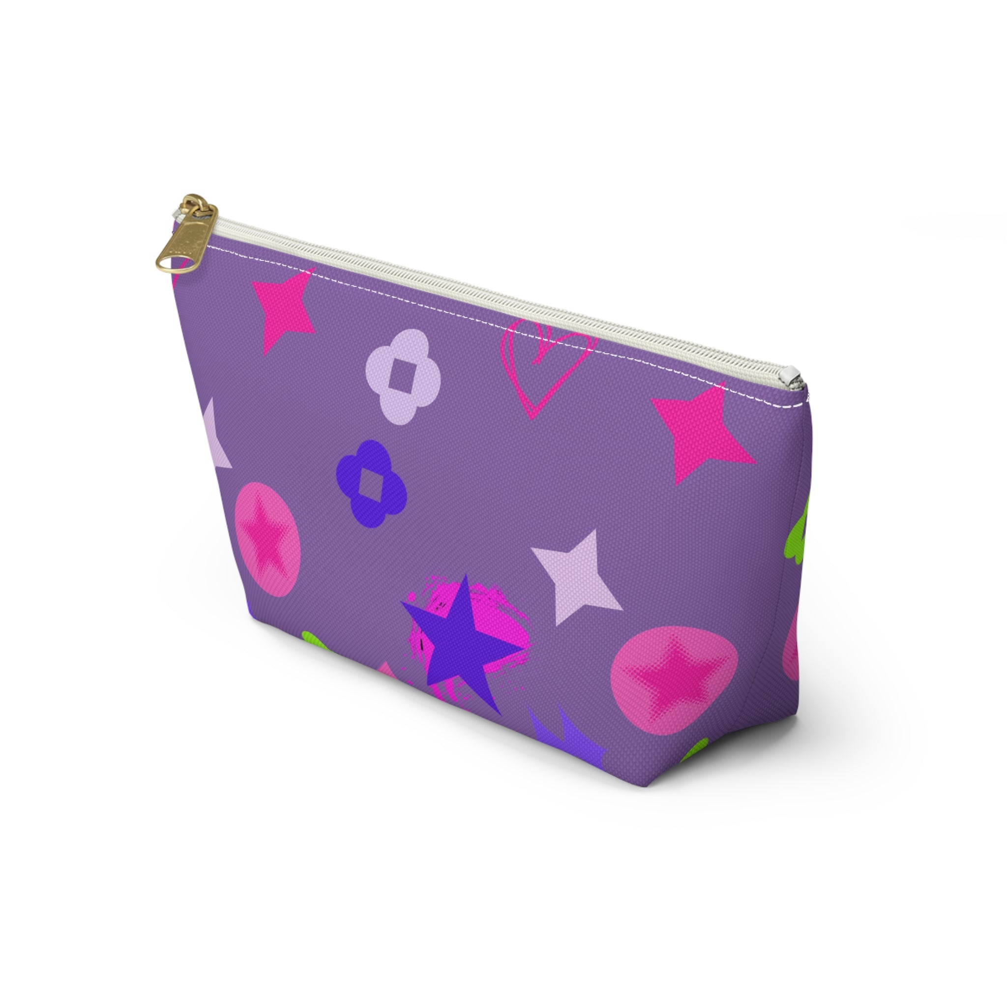 Purple Stars Accessory Pouch —  Pink Makeup Bag