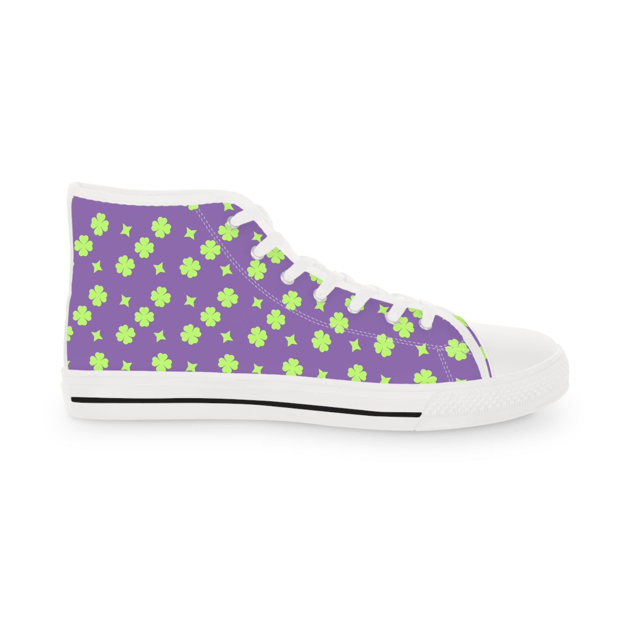 Men's High Top Sneakers Lime Green Stars