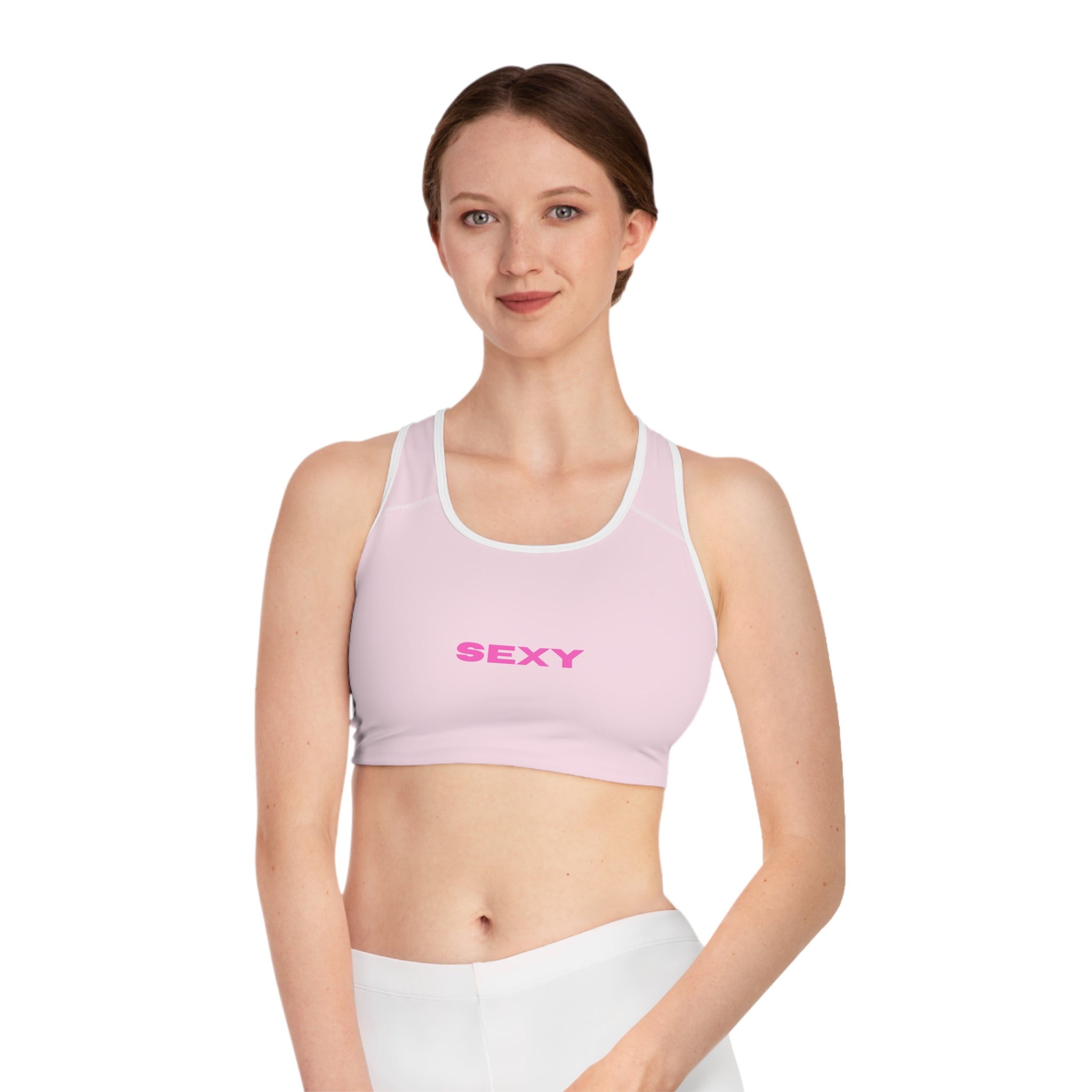 'SEXY' Pink Sports Bra — Bold Activewear Crop Top