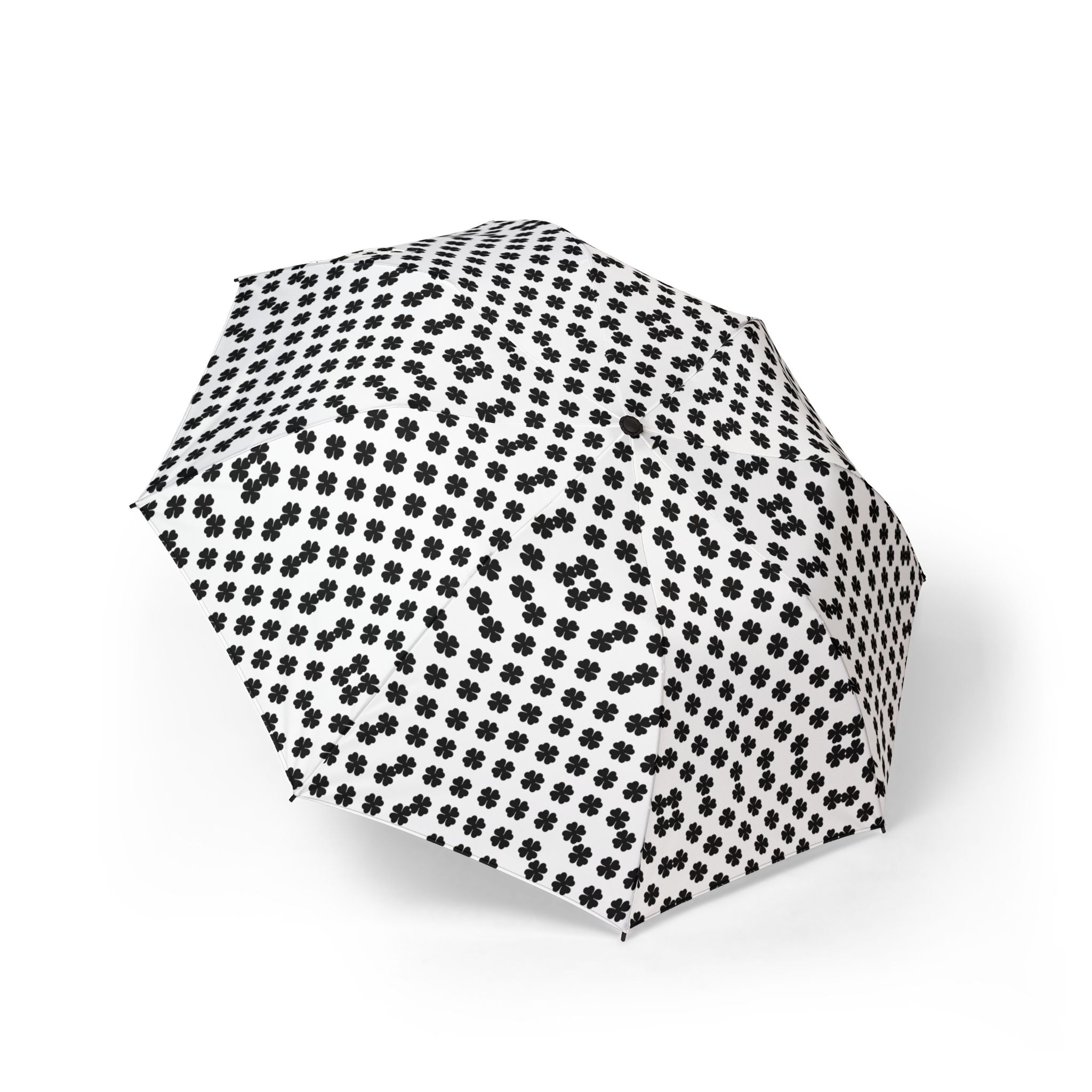 Foldable Umbrella — Black & White Dotted Pattern, Compact Travel Umbrella