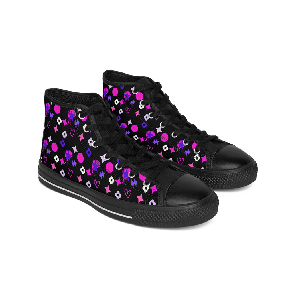 Women's Classic Sneakers Purple Black Stars